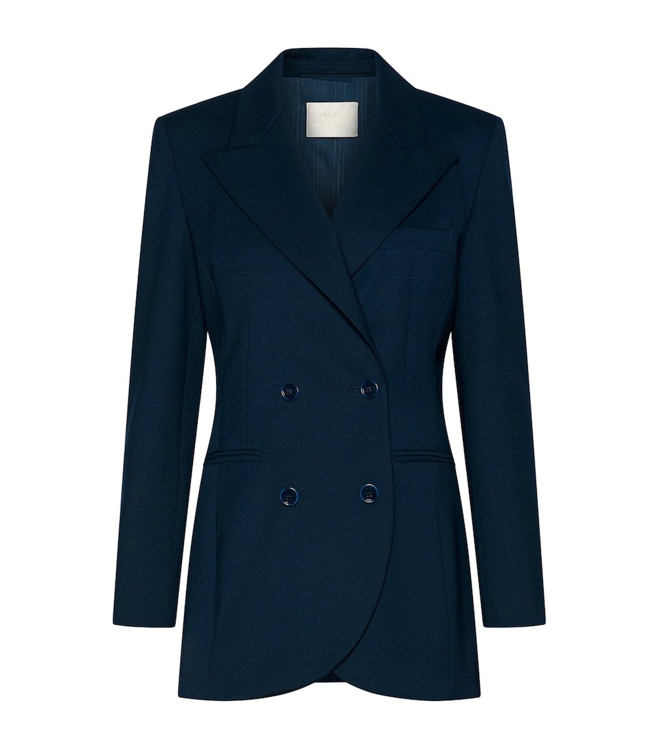Marella Womens Double-Breasted Blazer Navy