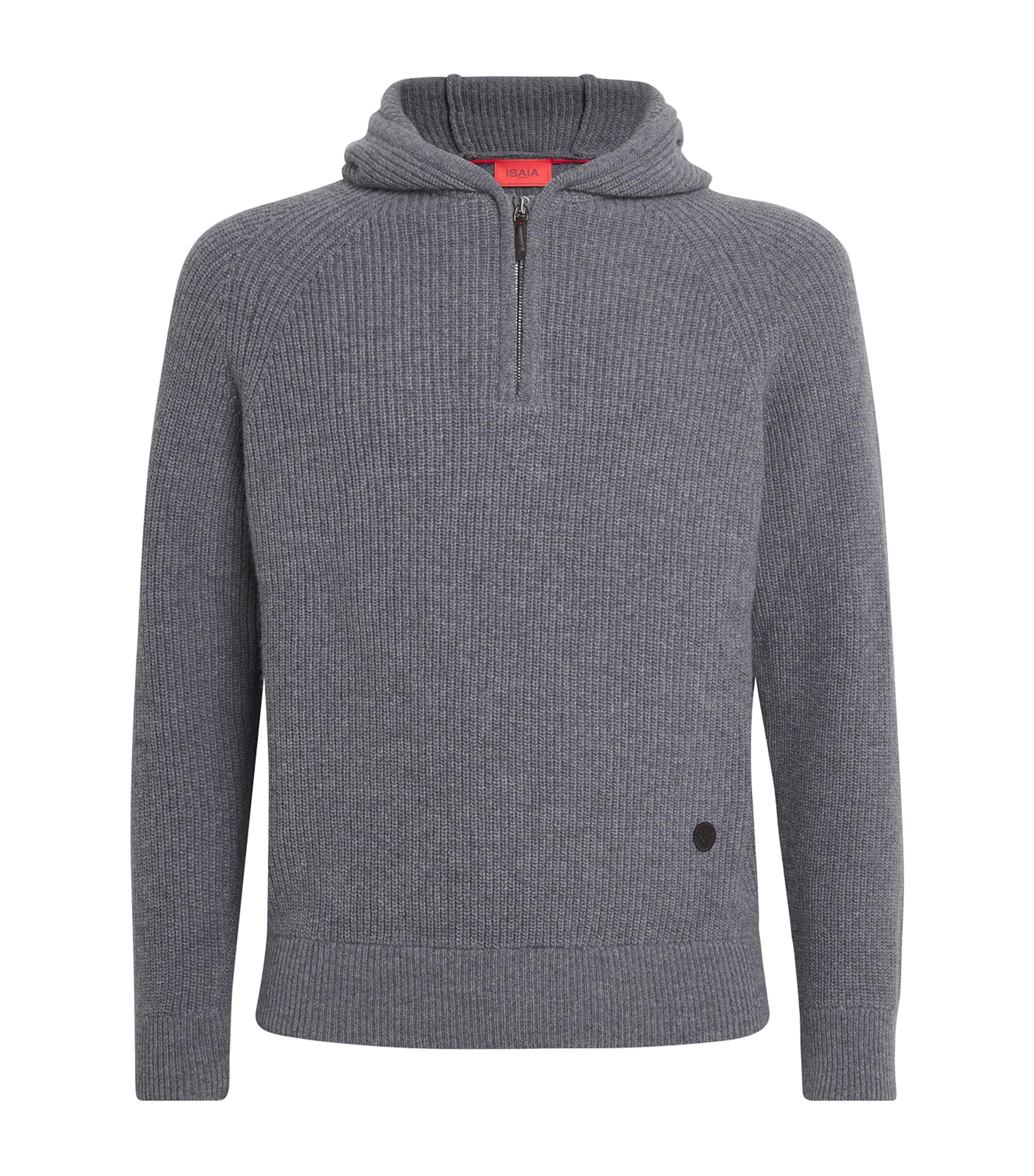 Isaia Mens Wool-Cashmere Knitted Hoodie