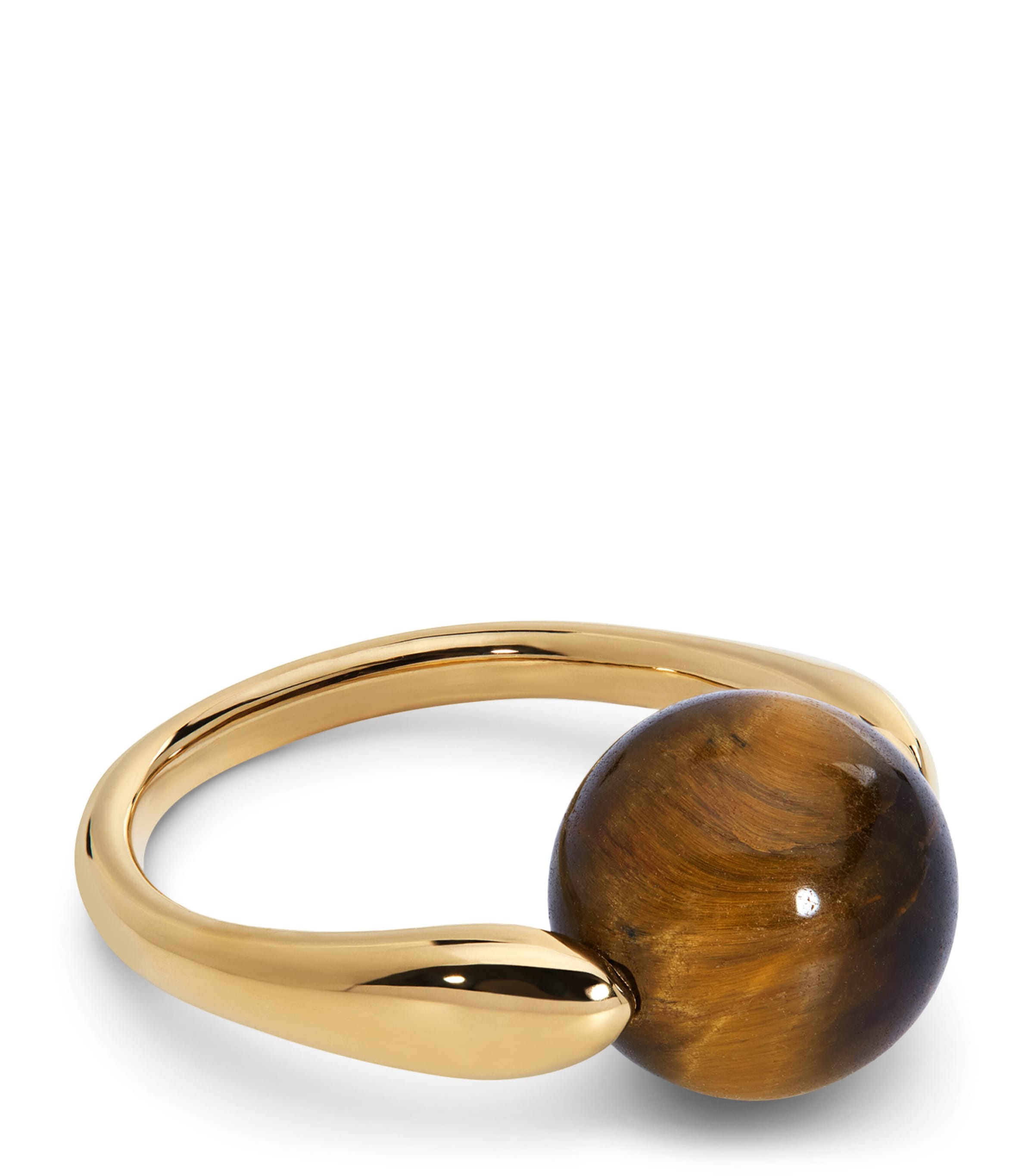 Monica Vinader x Kate Young Gold Vermeil and Tiger’s Eye Round Ring Brown