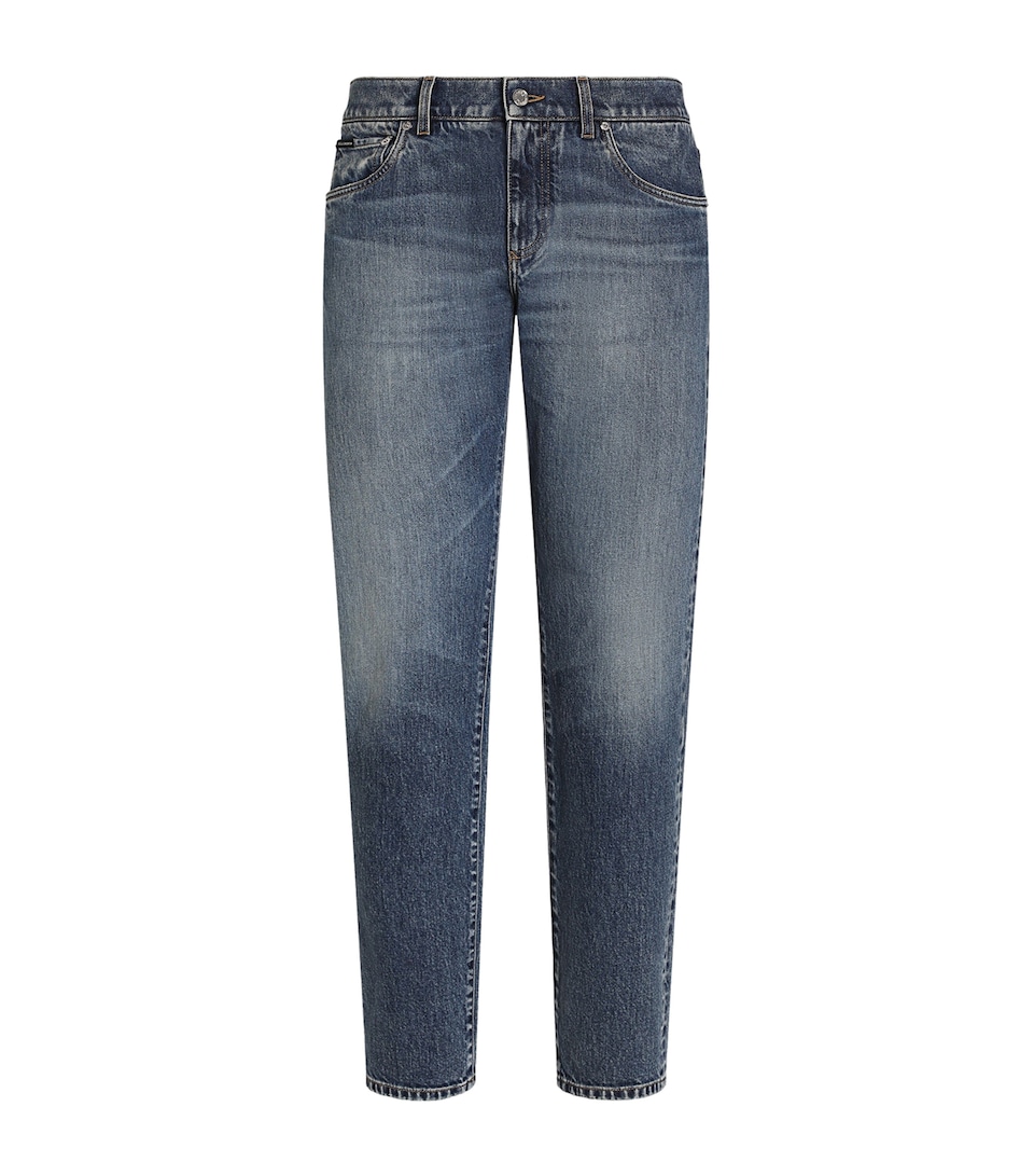 Dolce&Gabbana Mens Slim-Fit Logo Plaque Jeans Combined Colou