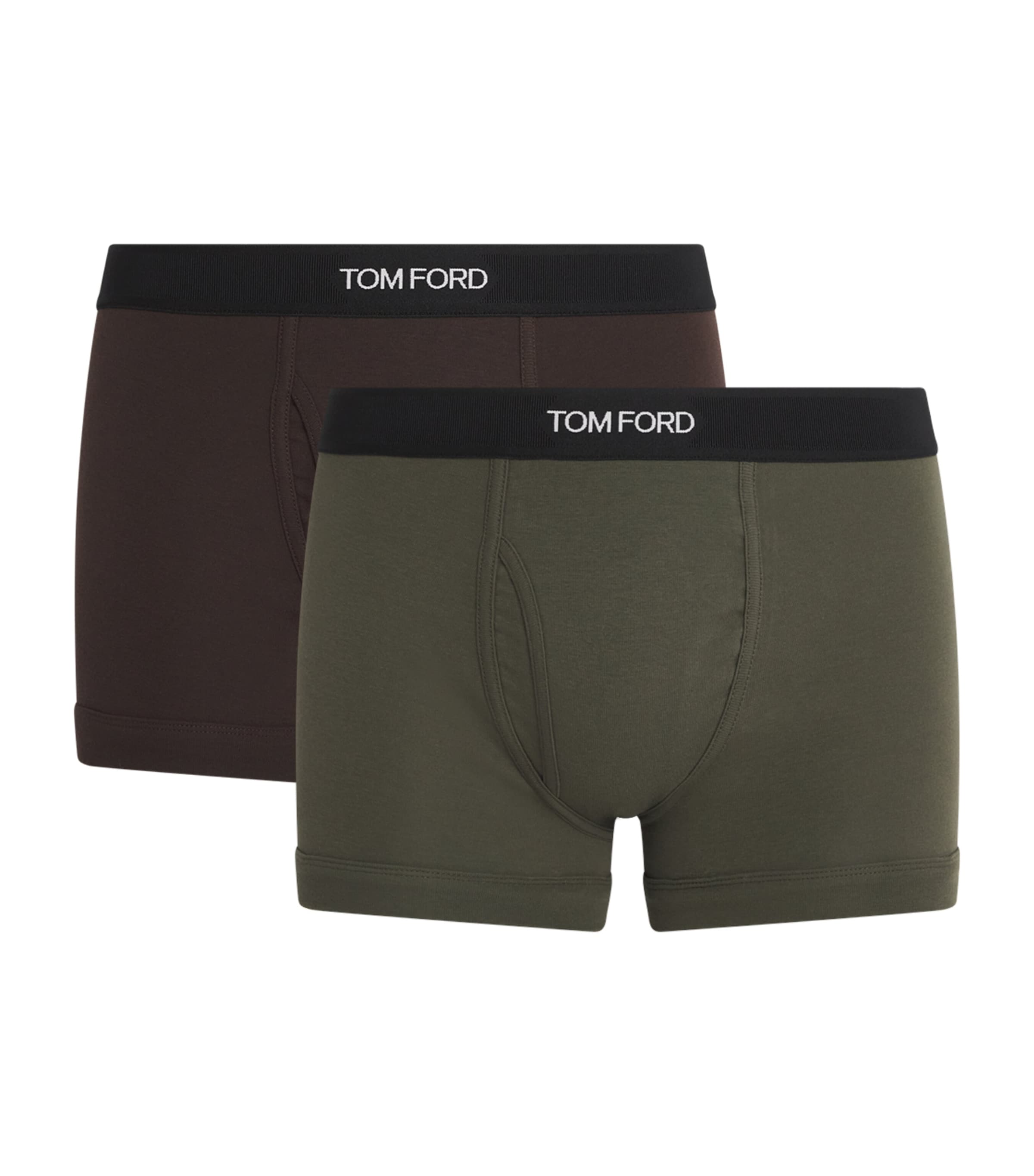 TOM FORD Mens Stretch-Cotton Logo Boxers (Pack of 2) Chocolate/milit