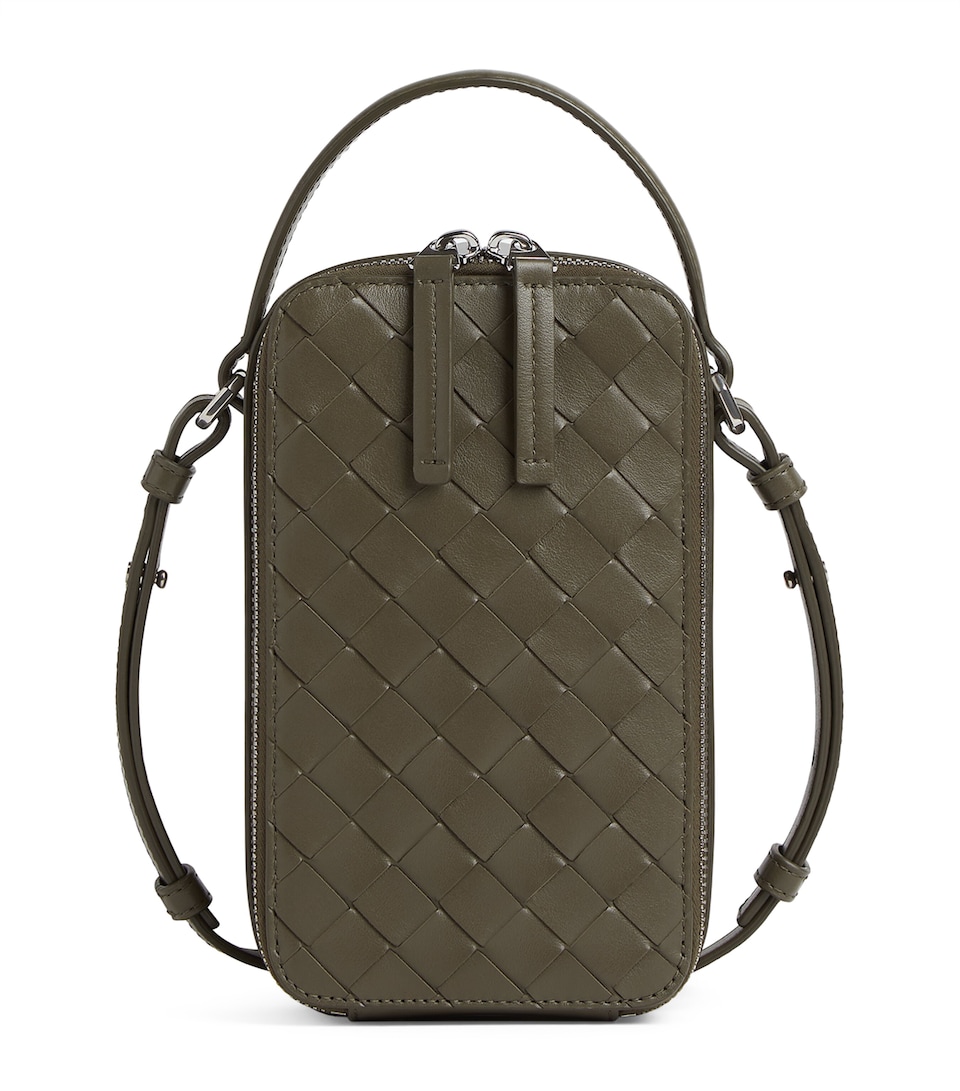 Intrecciato Leather Getaway Phone Pouch