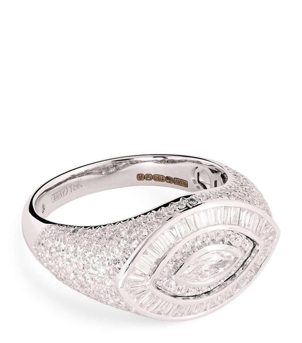 White Gold and Diamond Evil Eye Ring