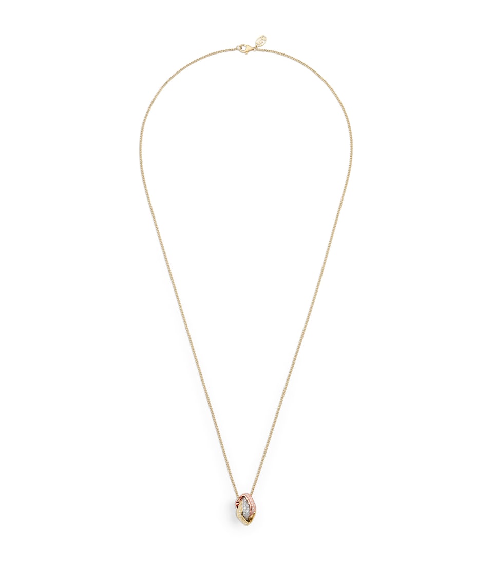 Mixed Gold and Diamond Trinity Box Necklace
