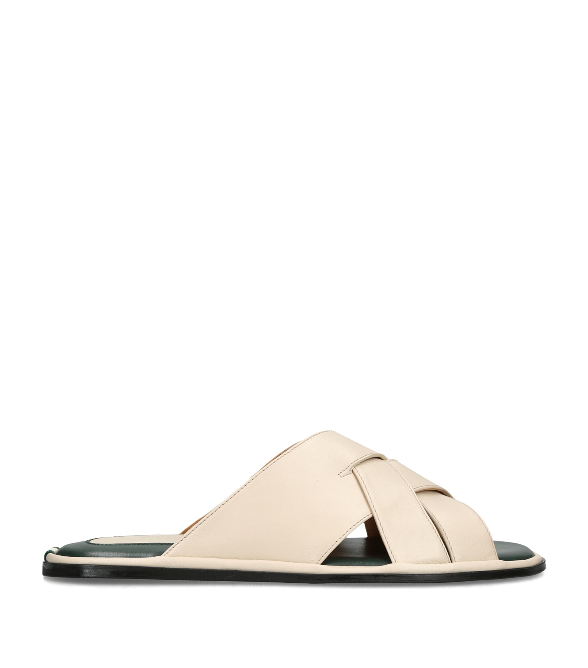 Brotini Leather Cross-Strap Sandals Cream