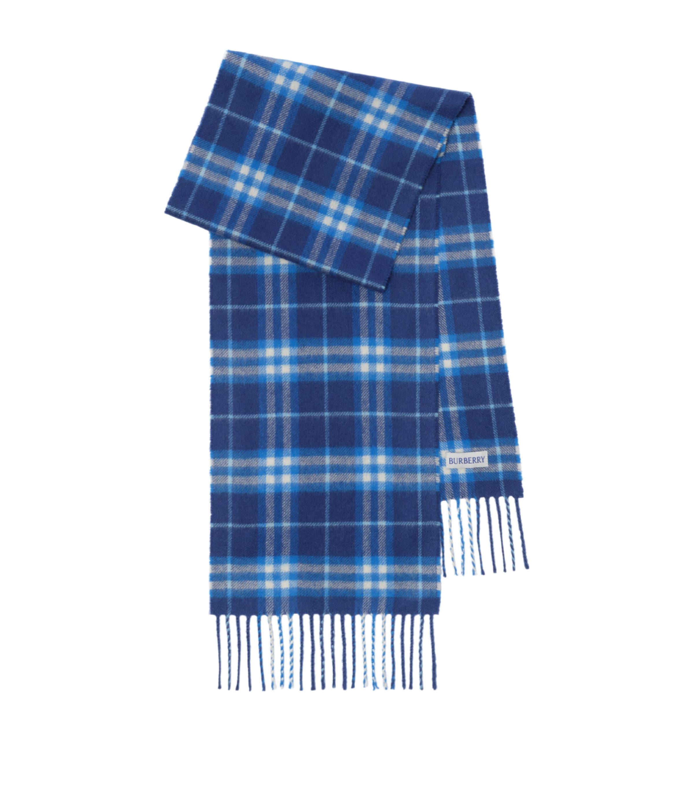 Burberry Kids Cashmere Check Scarf Torrent Blue