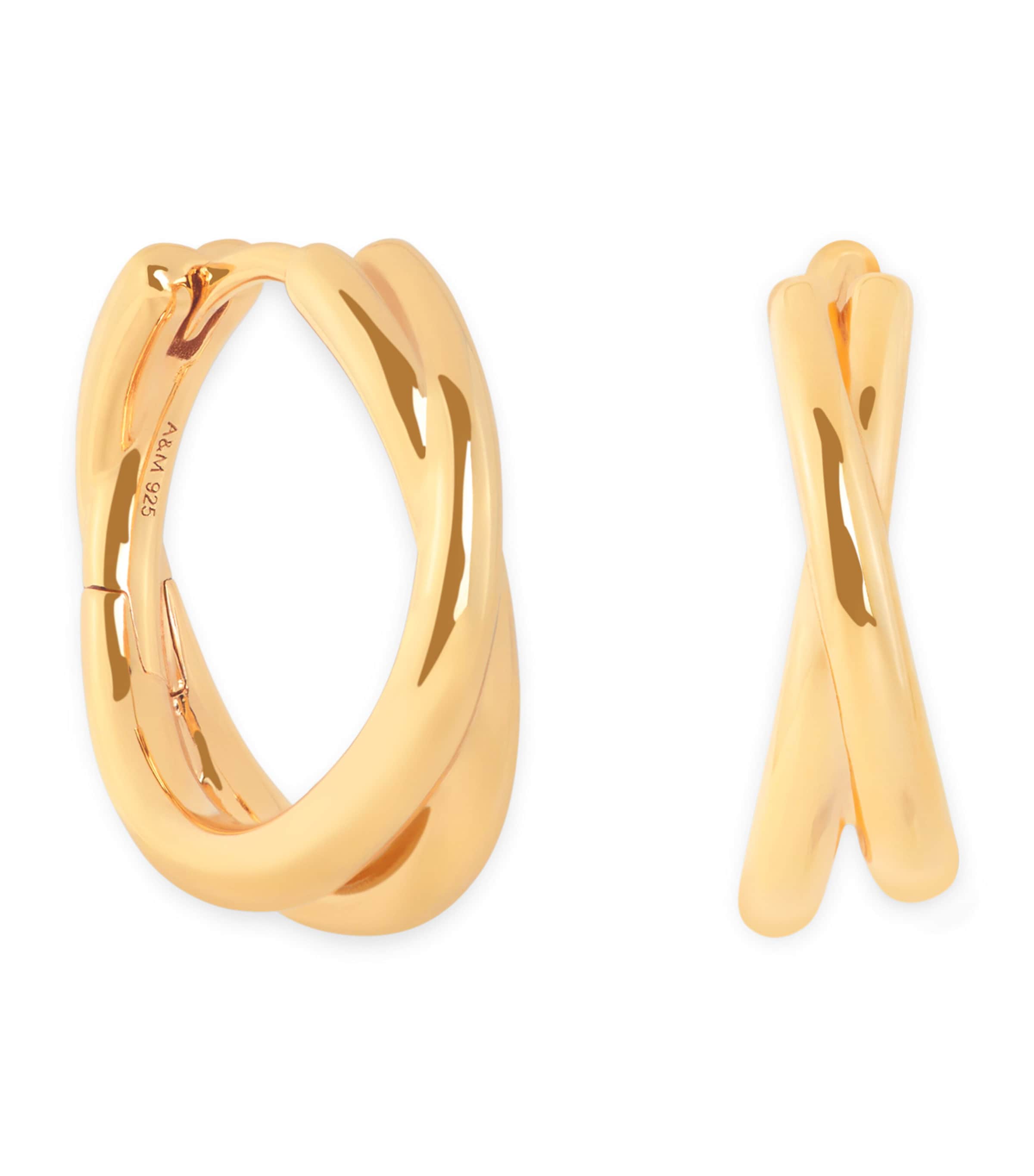 Gold-Plated Crossover Illusion Hoop Earrings