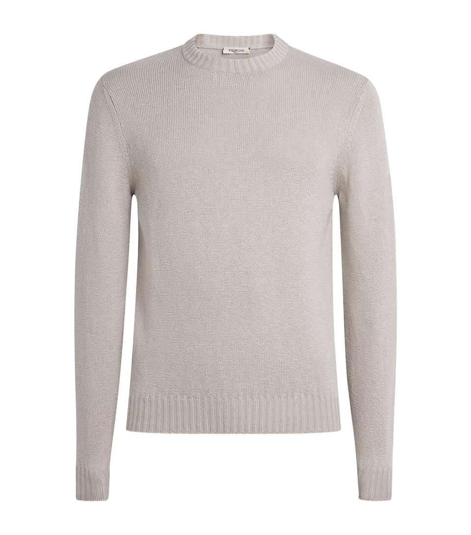 Fioroni Cashmere Mens Cotton Crew-Neck Sweater Avorio