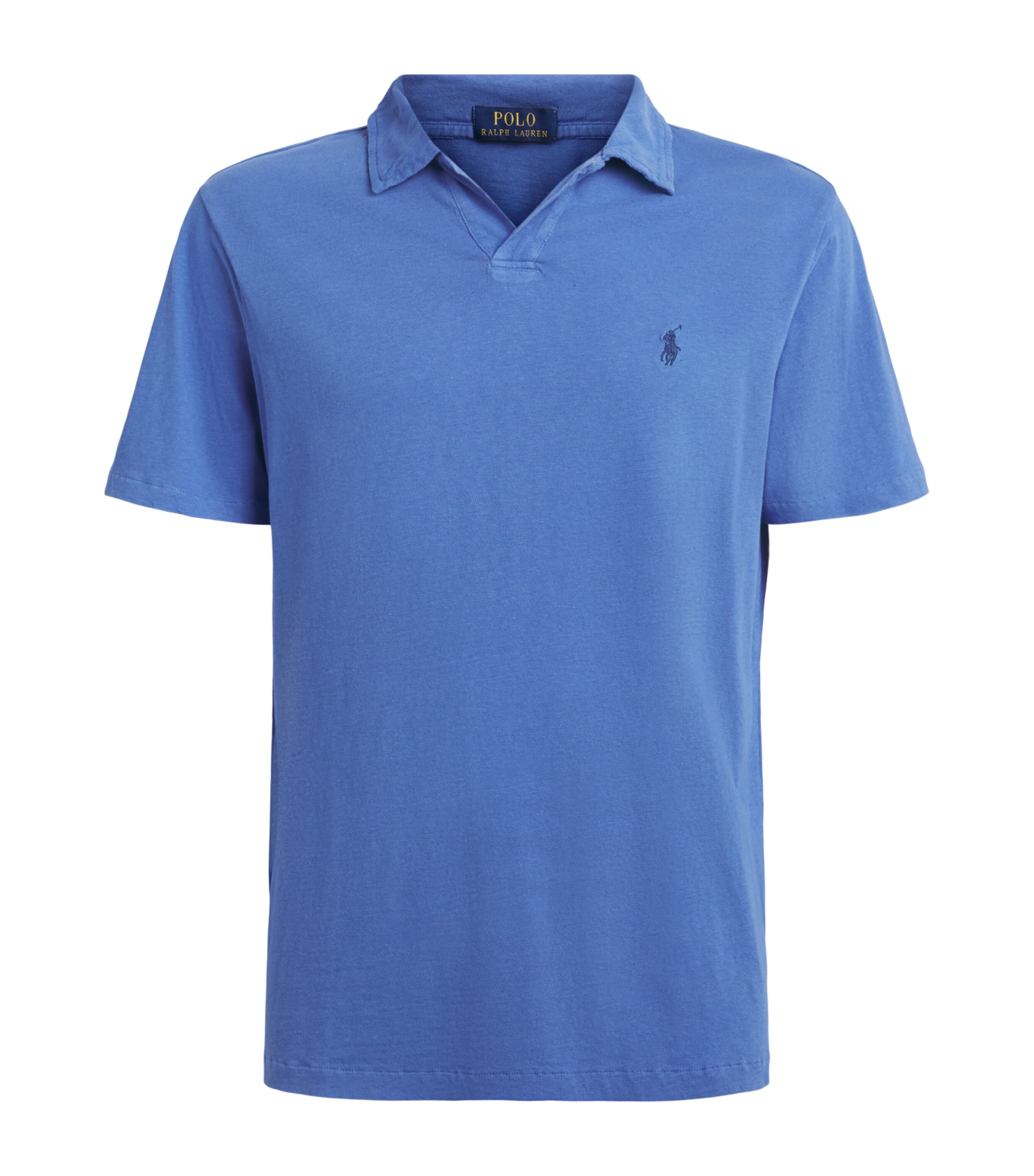 Polo Ralph Lauren Mens Cotton-Linen Open-Collar Polo Shirt Modern Royal
