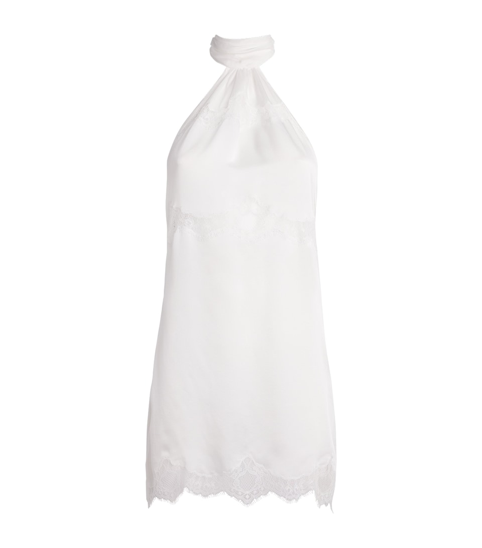 Kiki de Montparnasse Womens Silk Lace-Trim Carla Slip Dress Ivory