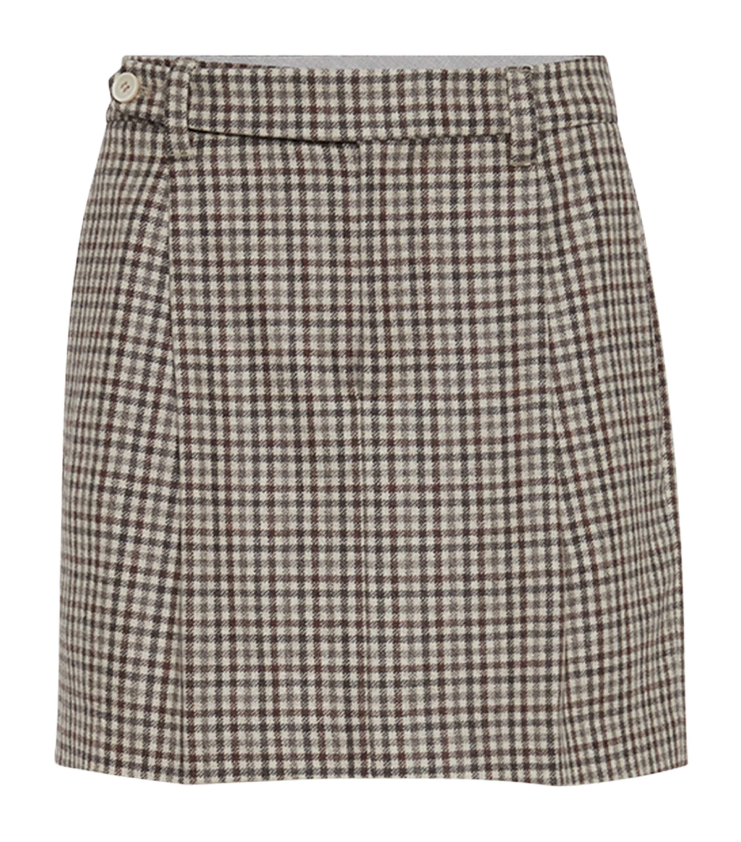 Virgin Wool Check Mini Skirt