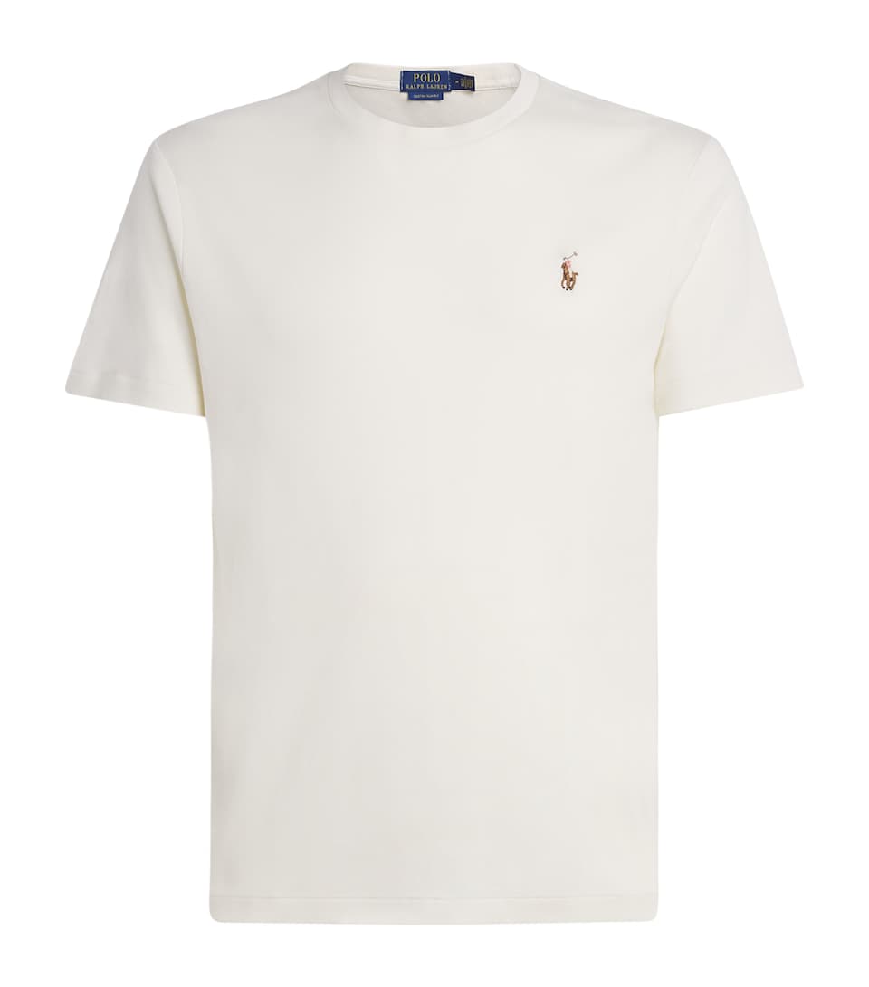 Polo Ralph Lauren Mens Pima Cotton Polo Pony T-Shirt Pale Cream