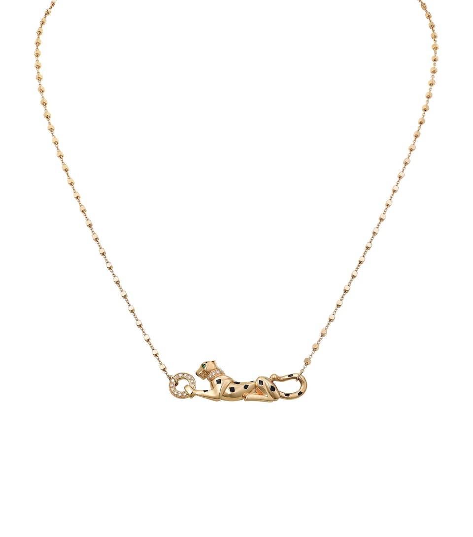 Yellow Gold, Diamond, Tsavorite and Black Lacquer Panthère de Cartier Necklace