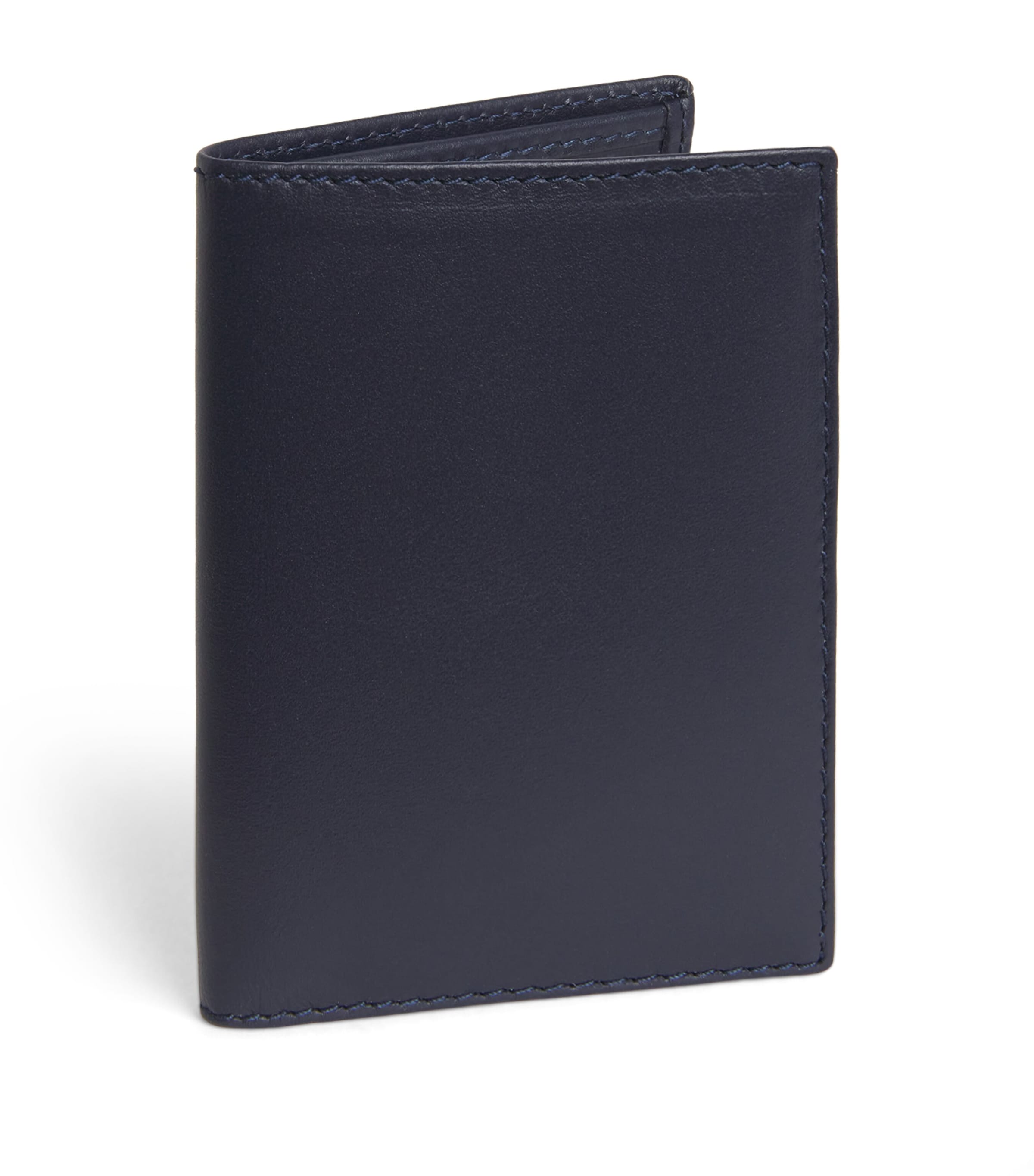 Comme Des Garçons Wallet Leather Bifold Card Holder Navy