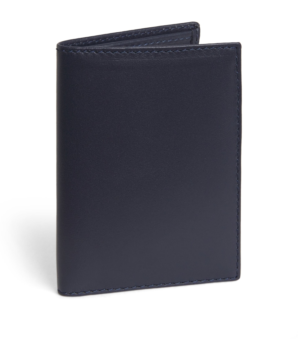Comme Des Garçons Wallet Leather Bifold Card Holder Navy
