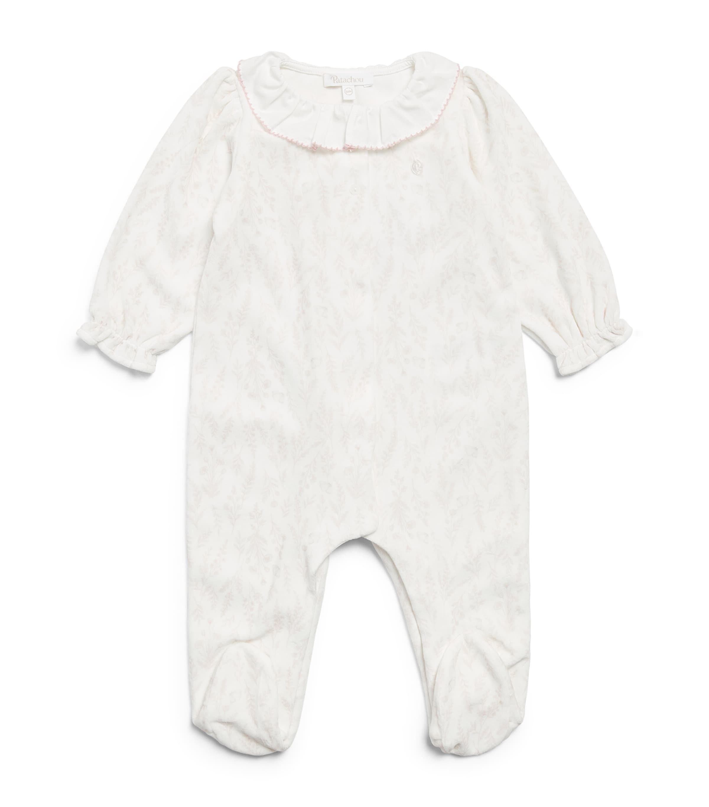 Patachou Ruffle-Collar All-In-One (0-24 Months) Ecru Flrl Prnt