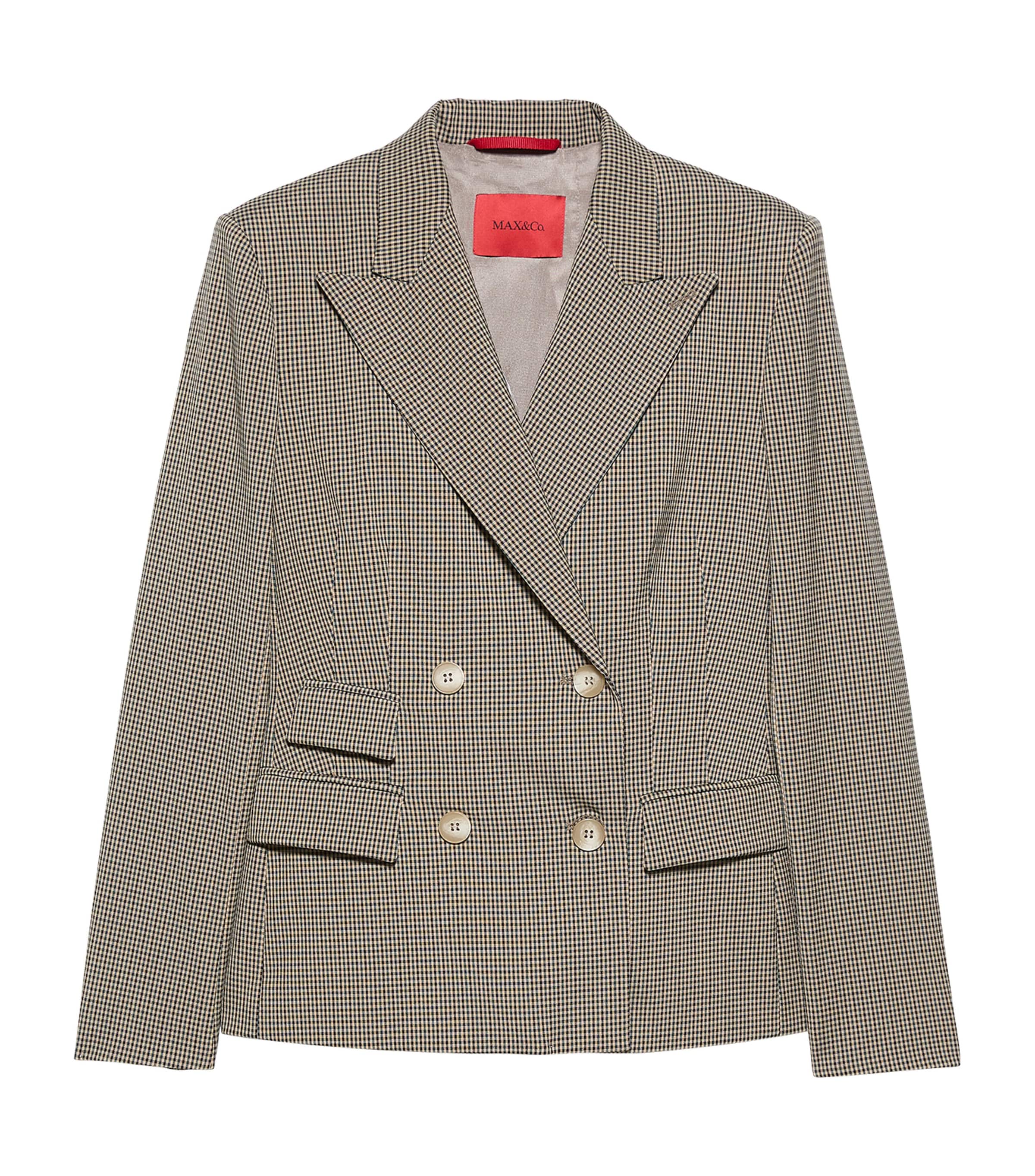 MAX&Co. Womens Double-Breasted Blazer Beige