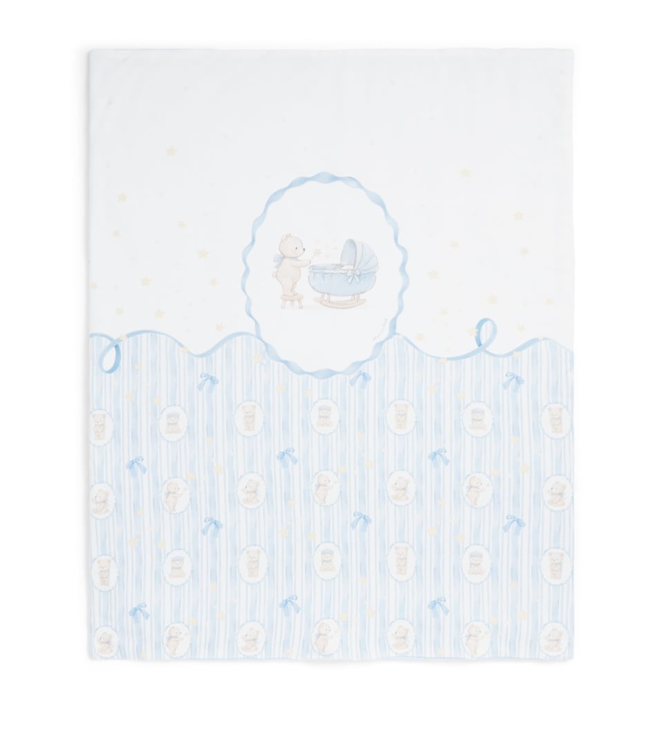 Monnalisa Cotton Teddy Bear Blanket (70cm x 90cm) Panna+nuvola