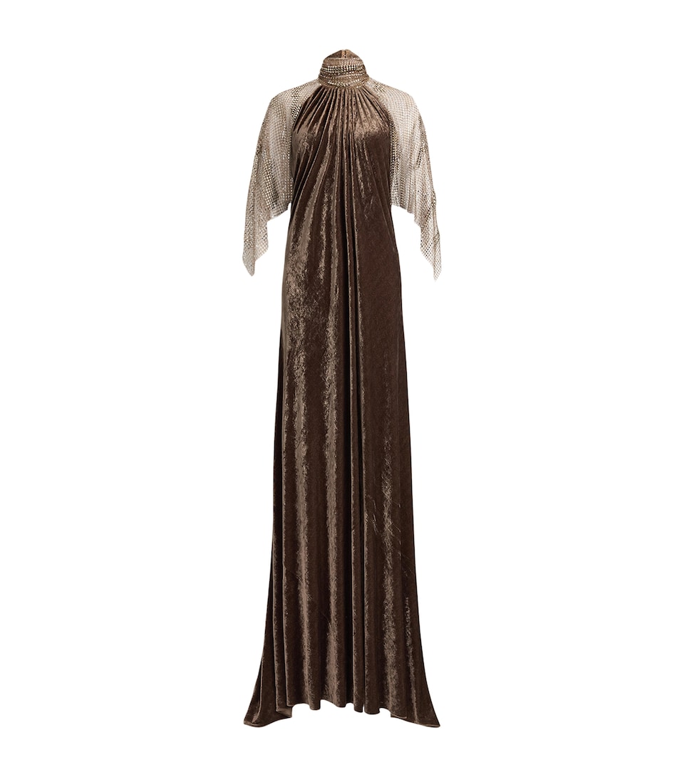 Ralph Lauren Collection Womens Velour Willow Gown Taupe