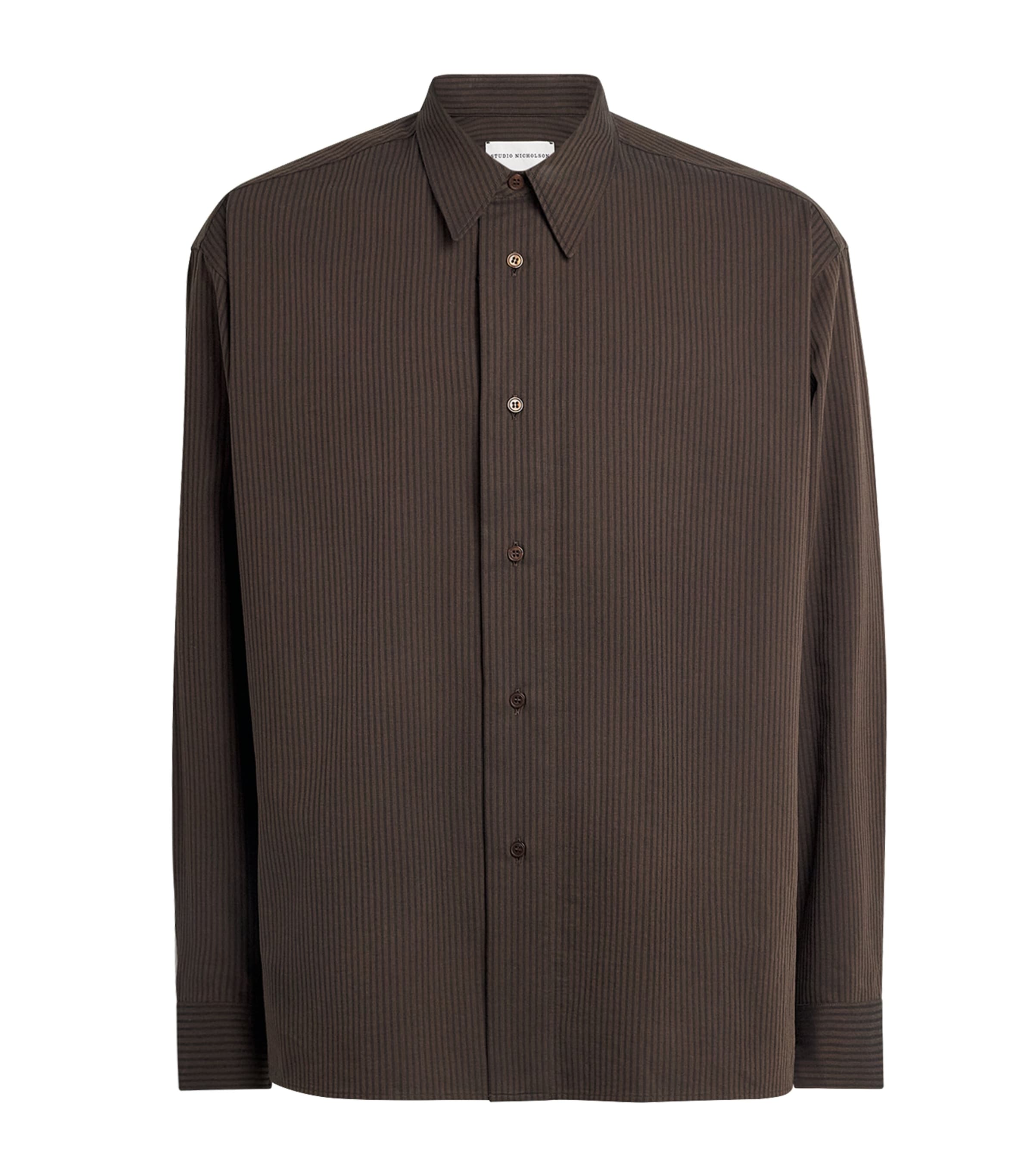 Studio Nicholson Mens Cotton Stripe Shirt Malt