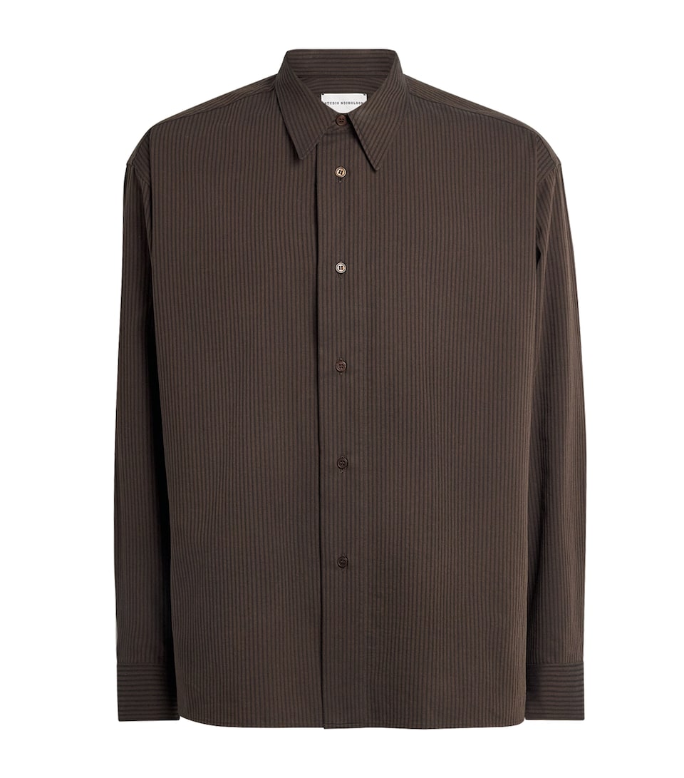 Studio Nicholson Mens Cotton Stripe Shirt Malt