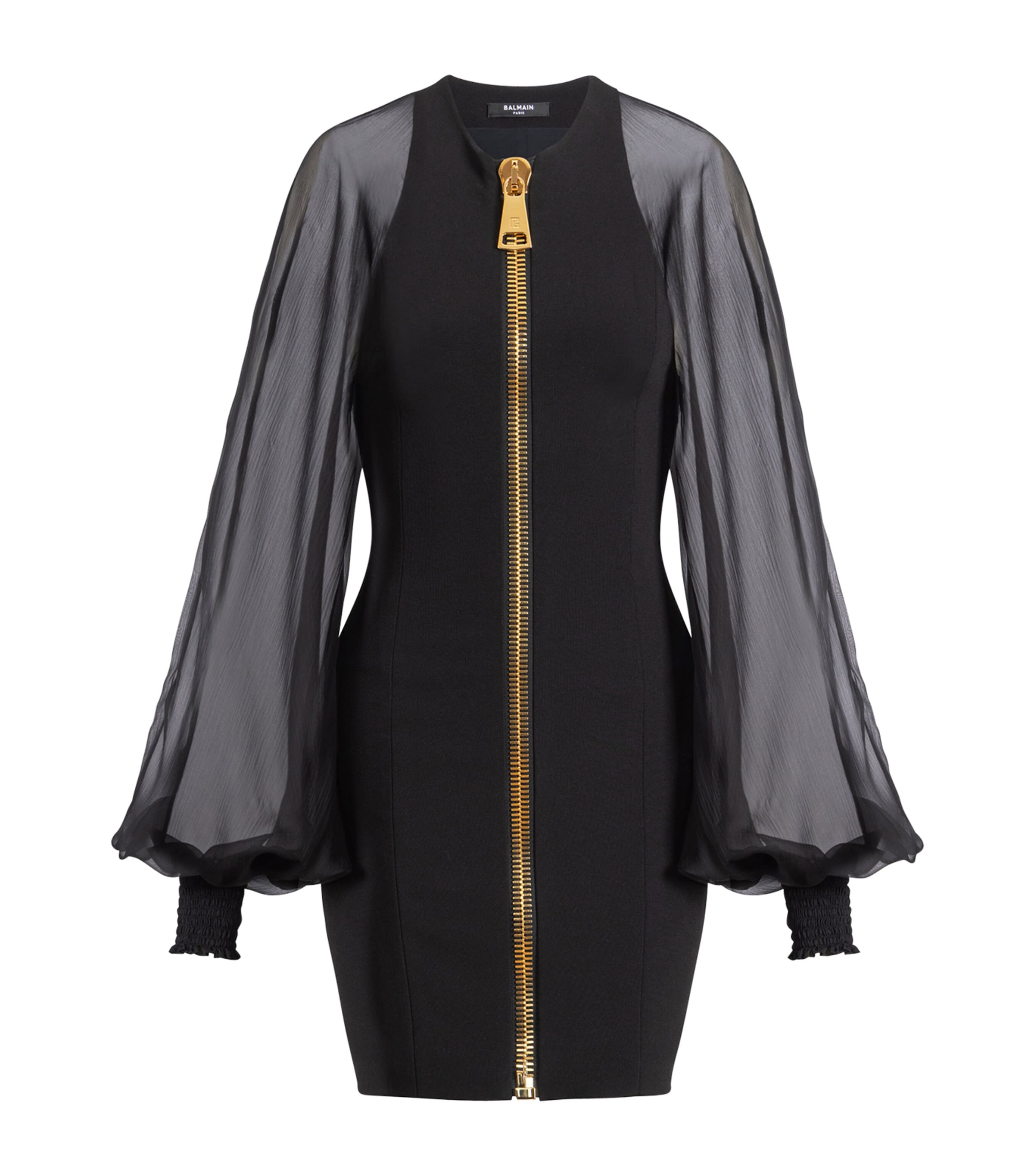 Balmain Womens Jersey Zip Mini Dress Eap Noir/noir