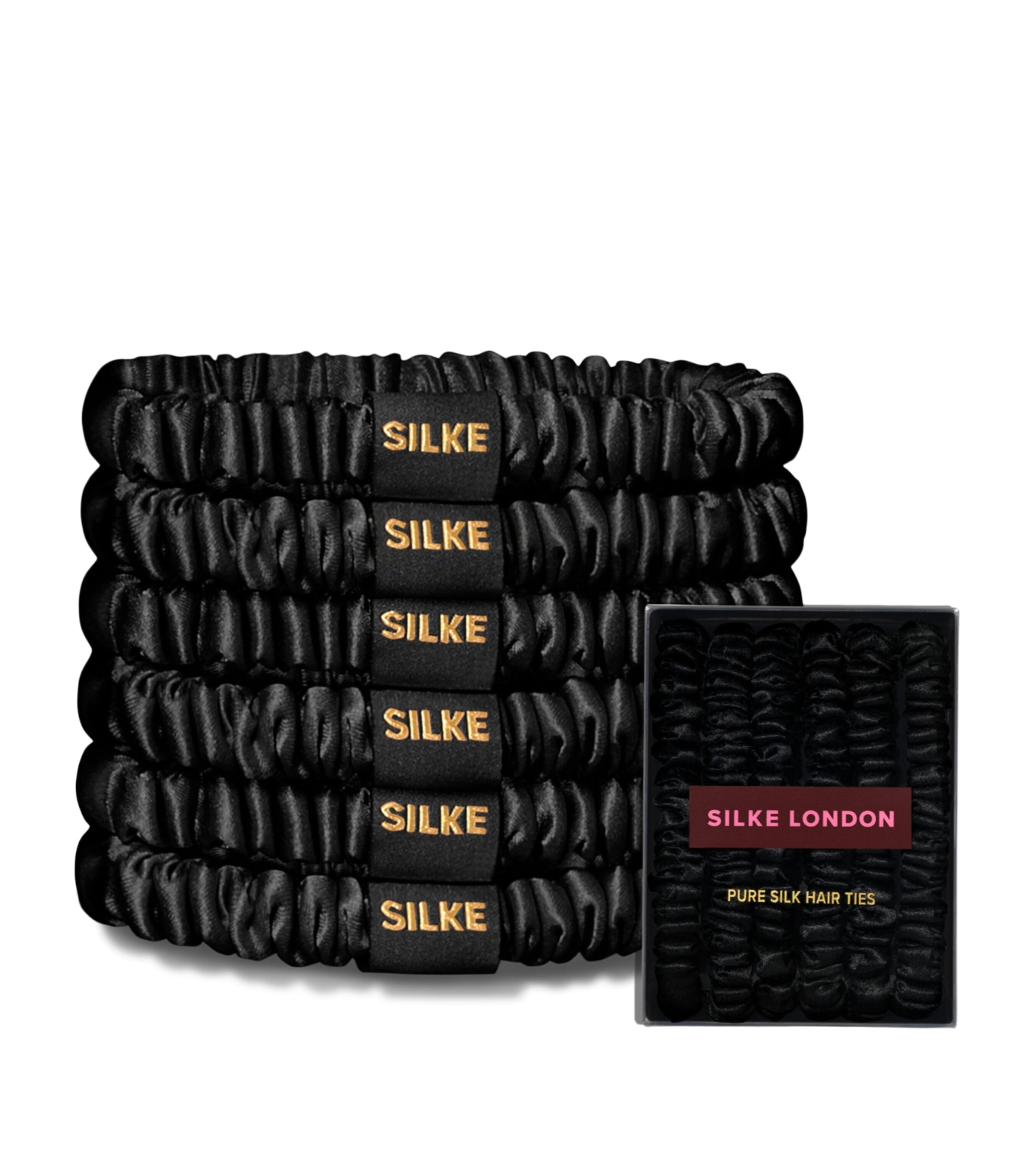 SILKE Mulberry Silk Hair Ties (Set of 6) Black