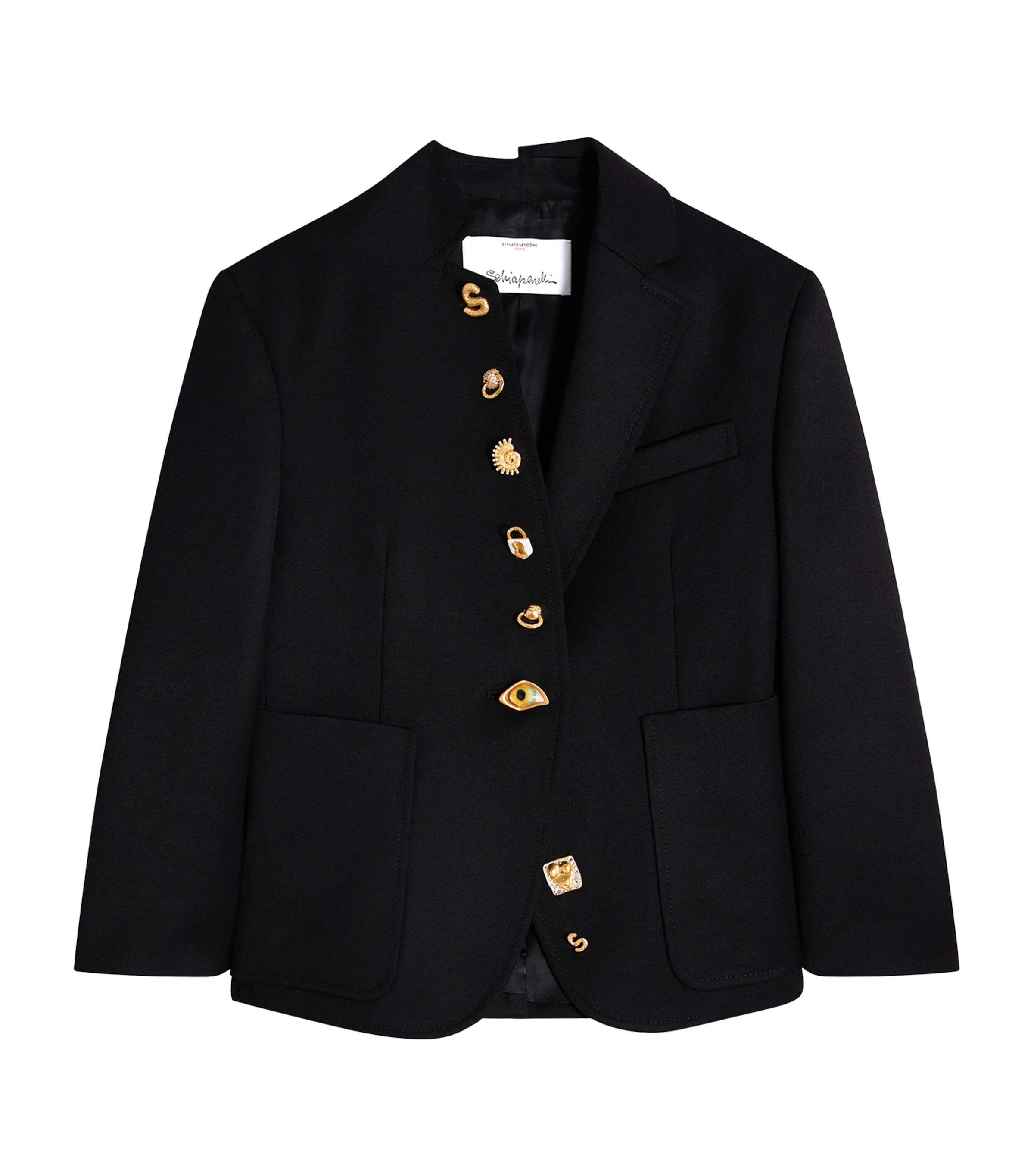 Schiaparelli Womens Asymmetric Bijoux Blazer Black