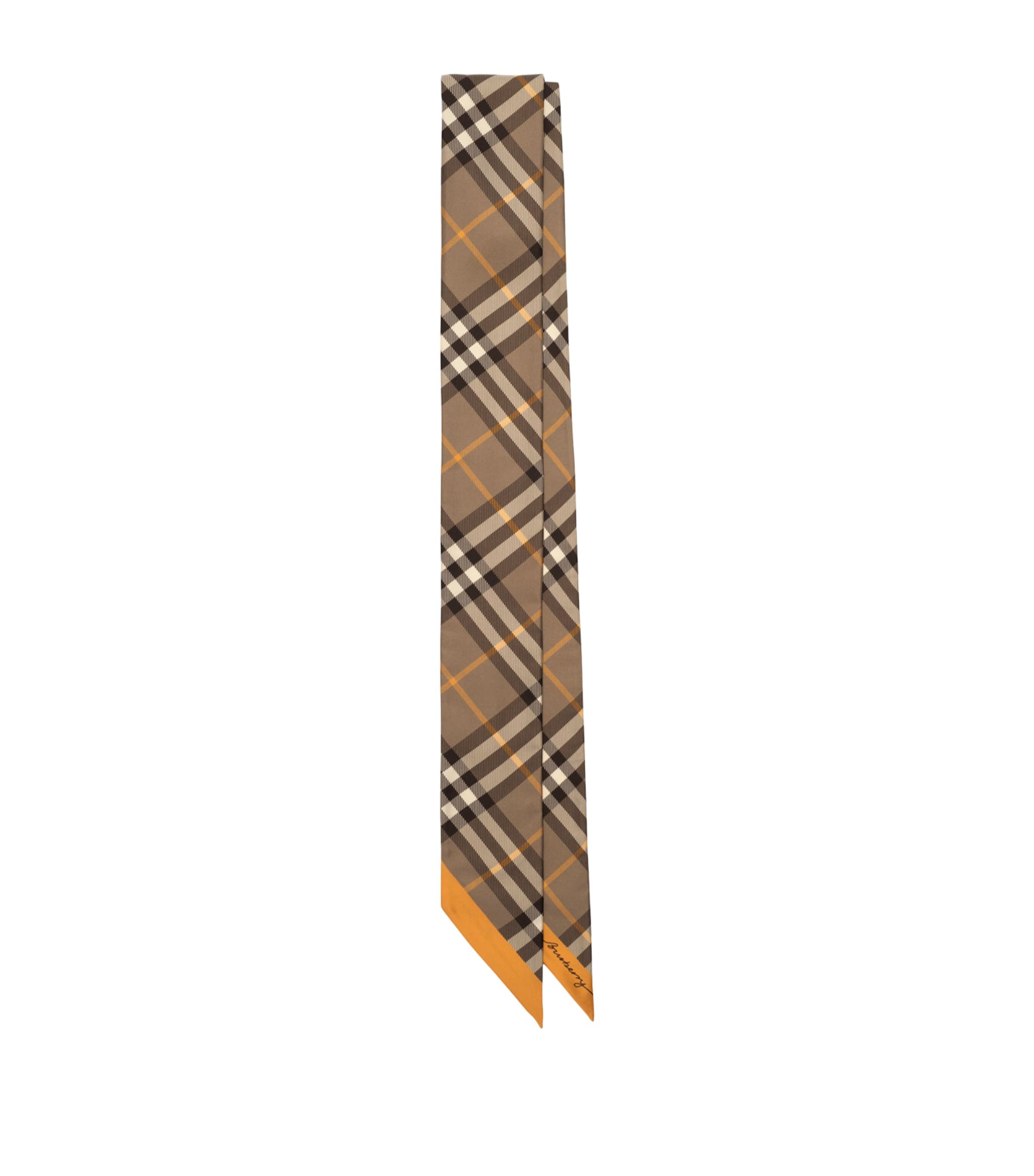 Burberry Silk Reversible Check Skinny Scarf Vole/pea