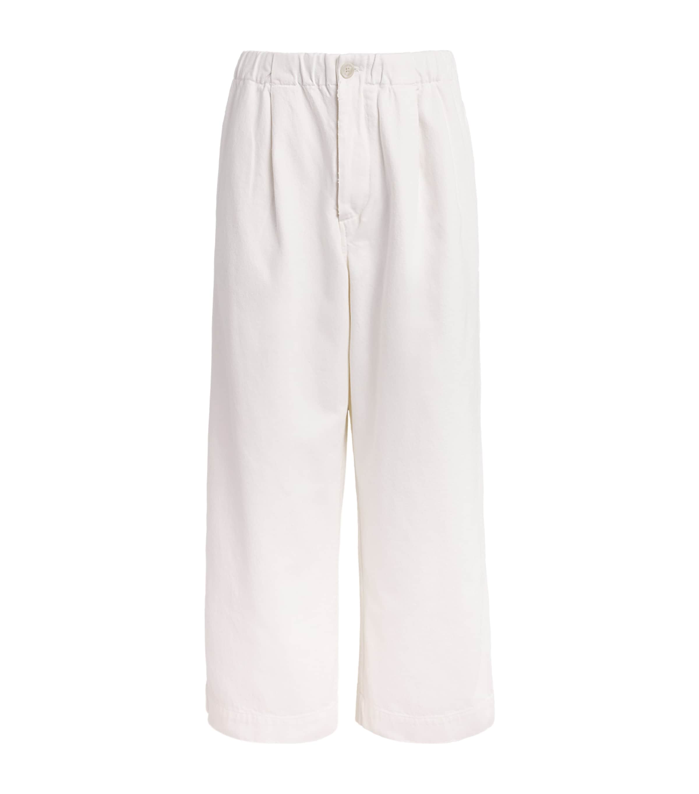 Lauren Manoogian Womens Cotton Canvas Wide-Leg Trousers White