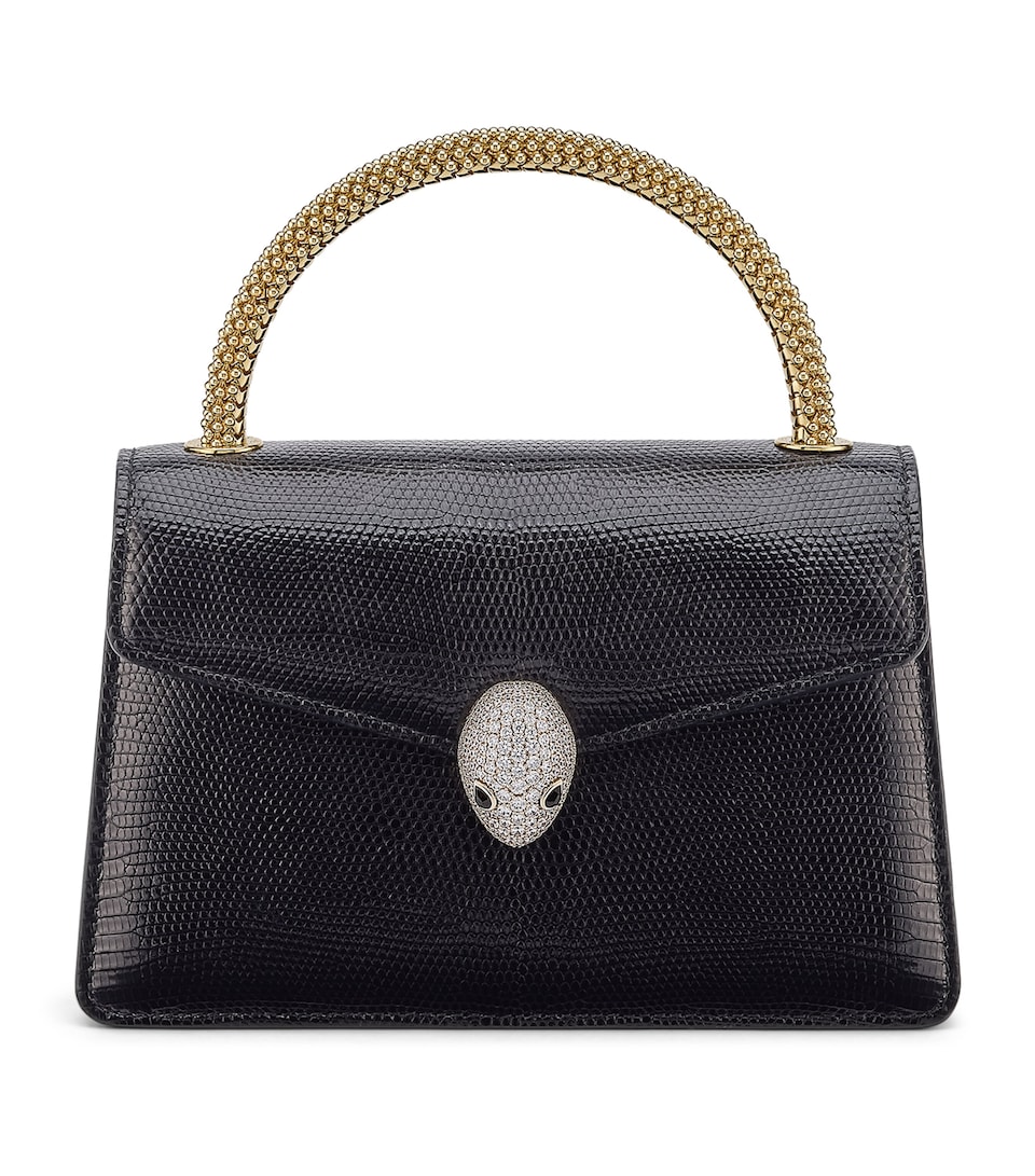Mini Lizard Leather Serpenti Pallini Top-Handle Bag
