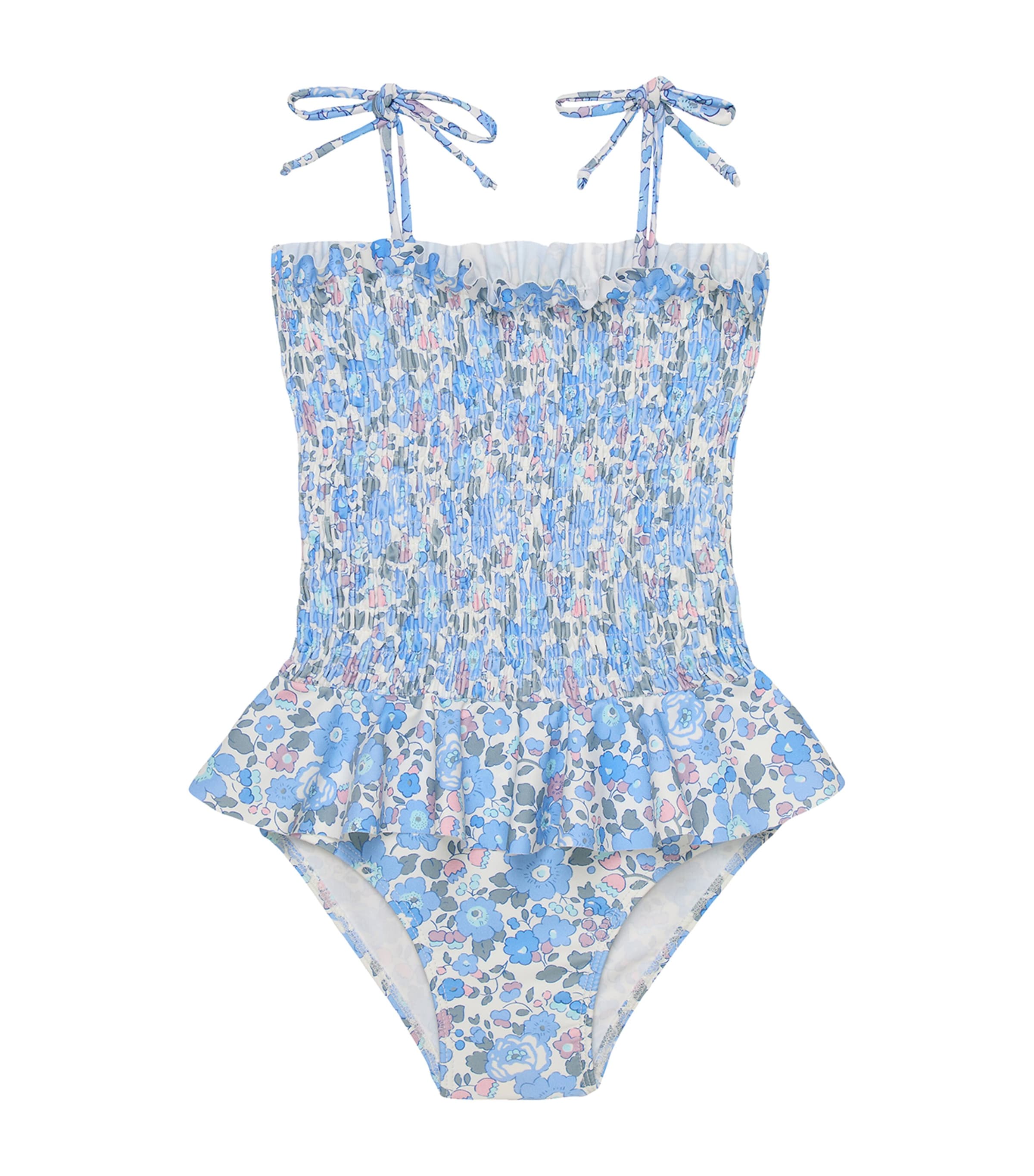 Trotters Ruched Liberty Print Betsy Swimsuit (6-11 Years) Blue Betsy