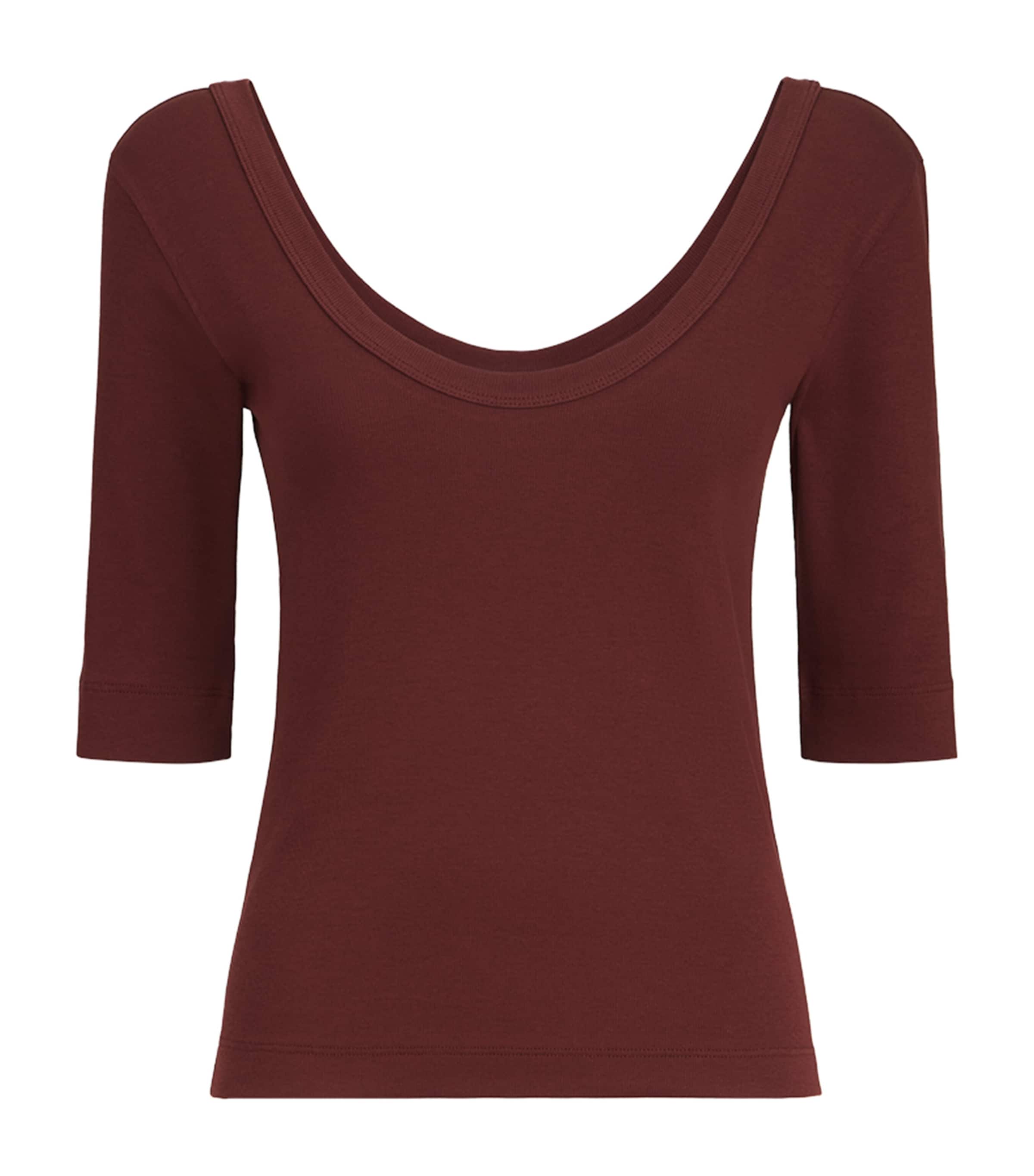 Brunello Cucinelli Womens Stretch-Cotton Scoop-Neck T-Shirt Cabernet