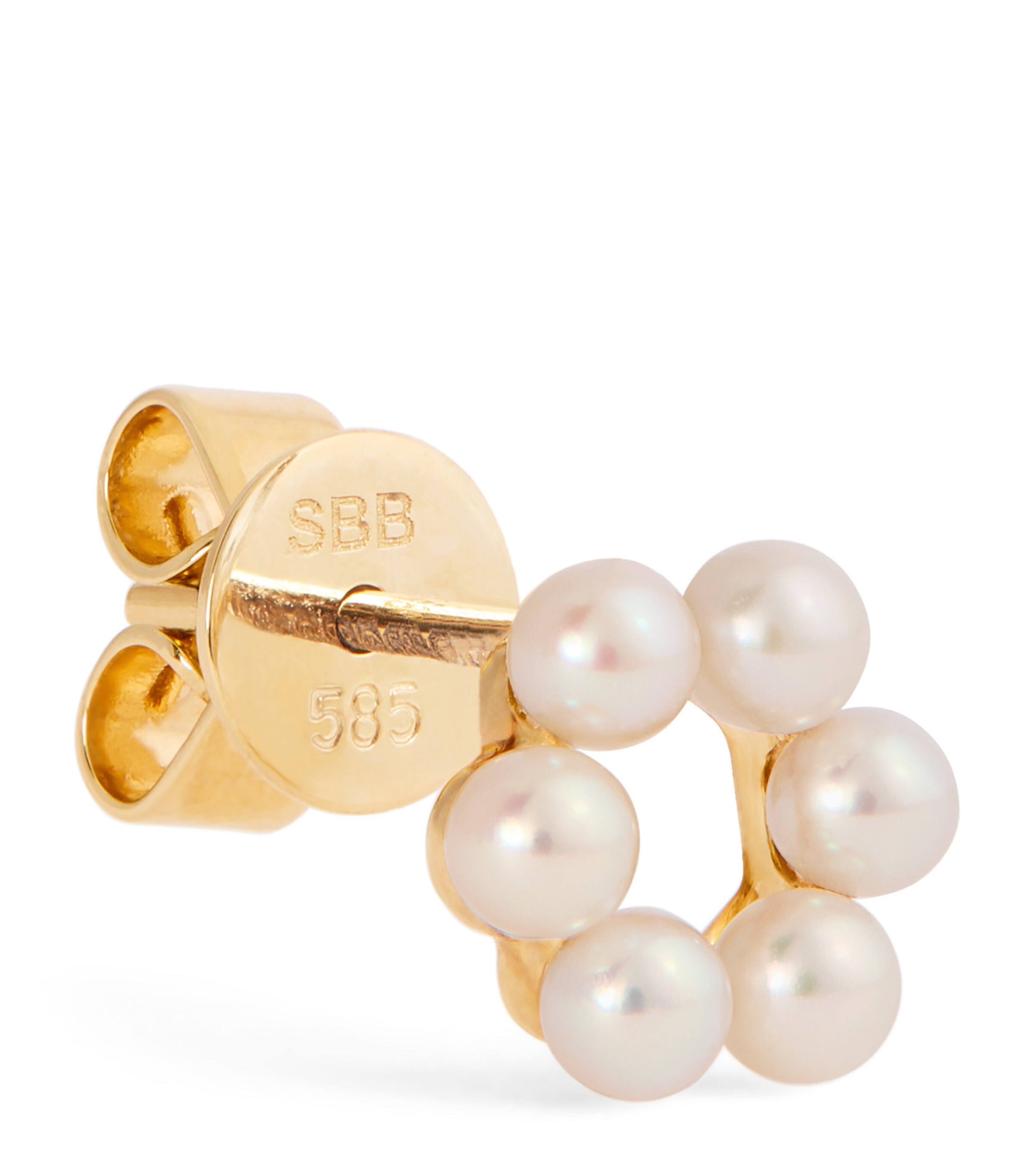 Yellow Gold and Pearl Petite Luna Single Earring