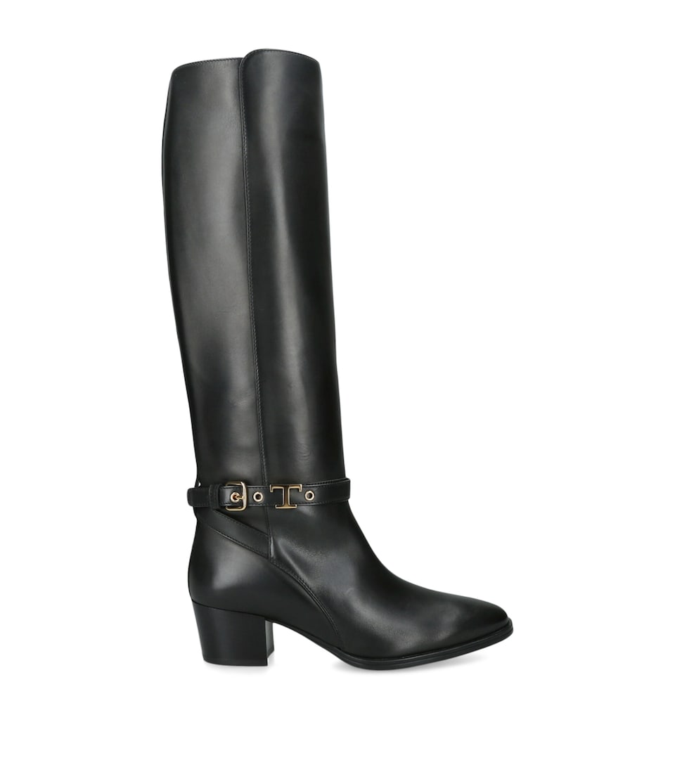 Tod's Leather Gomma Knee-High Boots Black