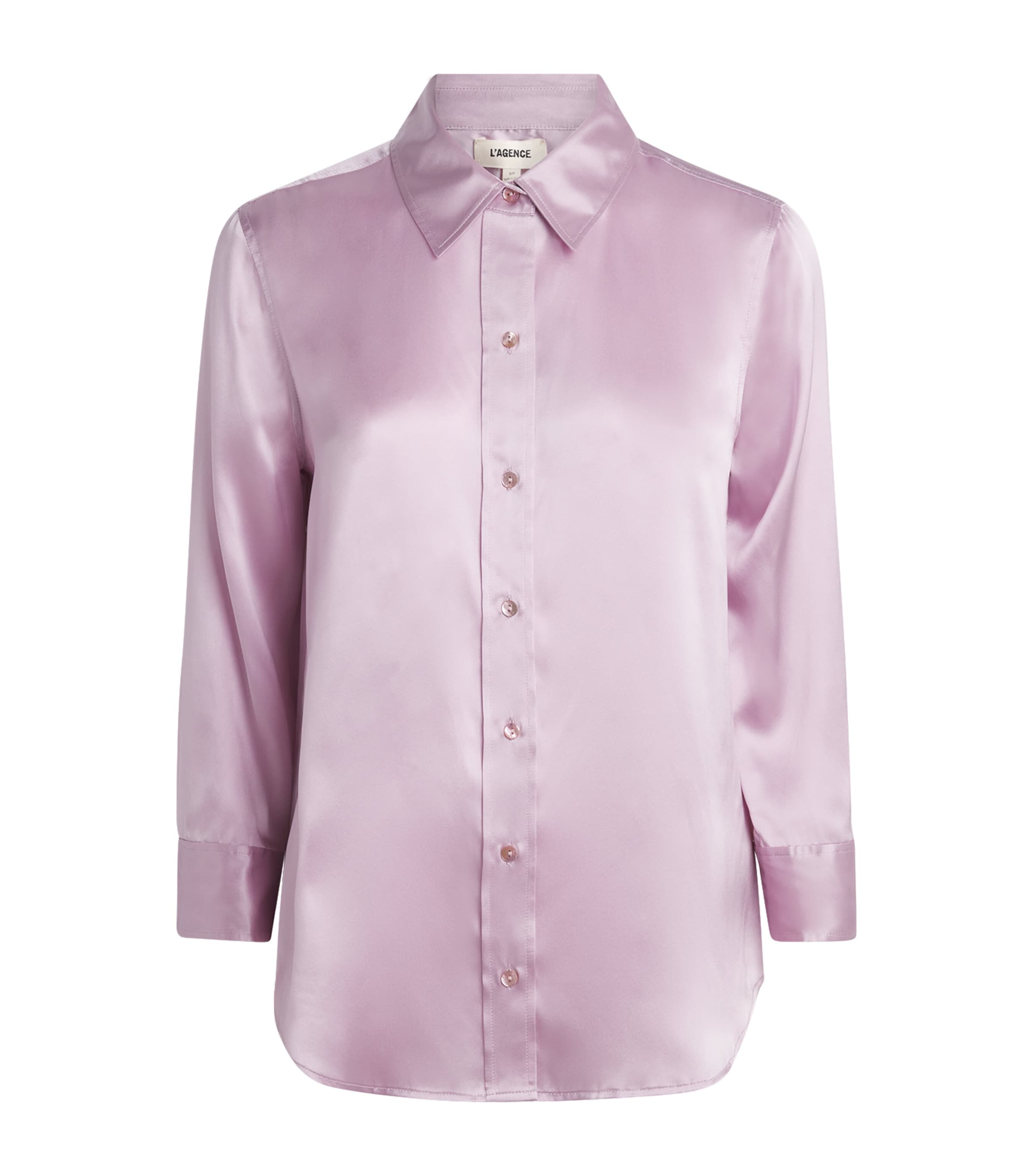 L'Agence Womens Silk Cropped-Sleeve Dani Blouse Icy Lilac