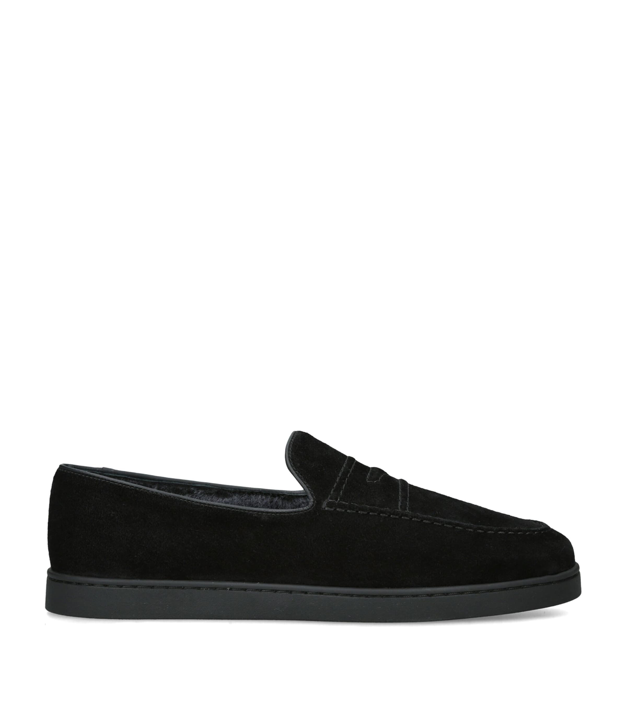 Church's Suede Shearling-Lined Peebles Loafers Black
