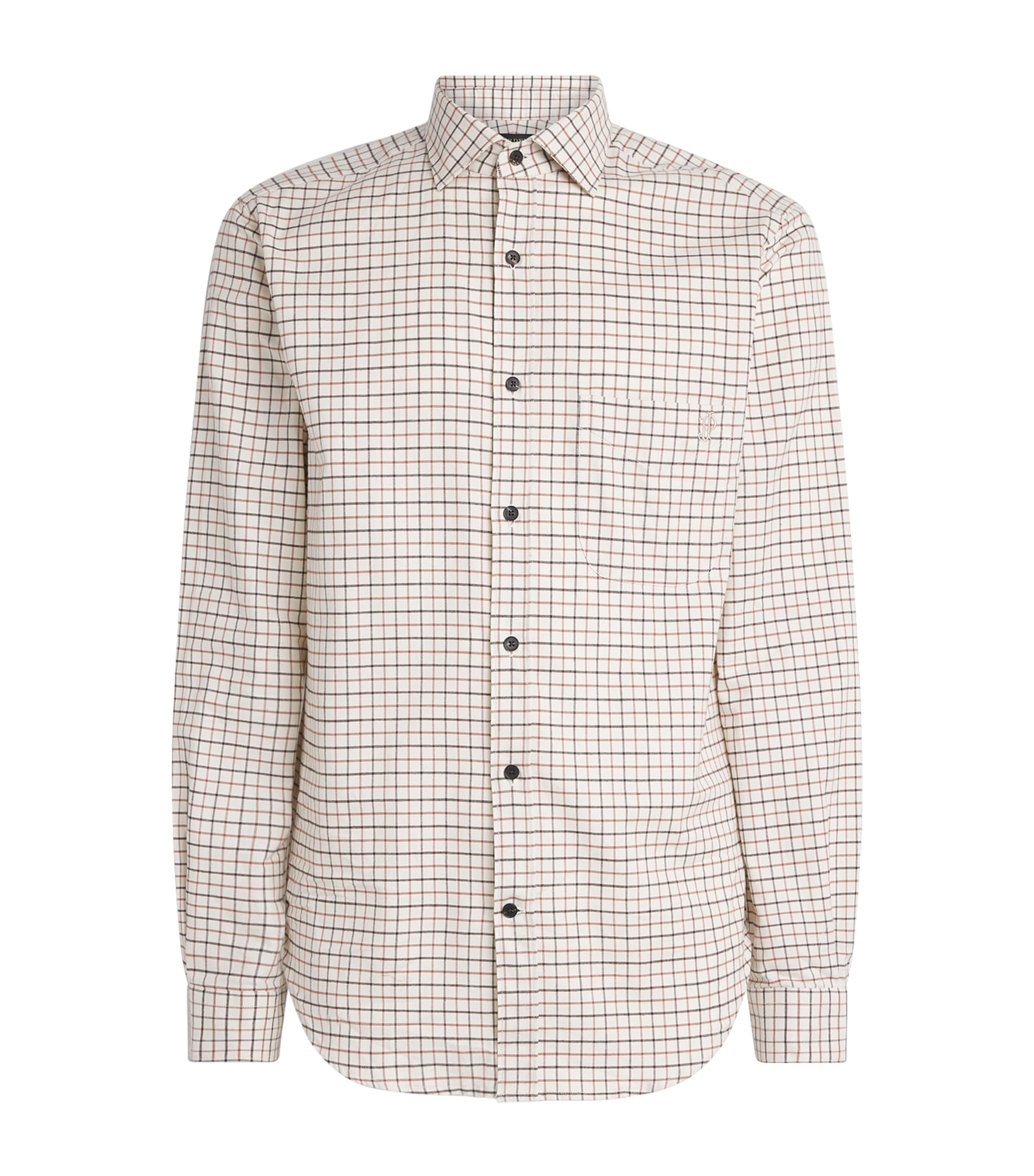 Purdey Mens Cotton Tattersall Shooting Shirt Hazelnut