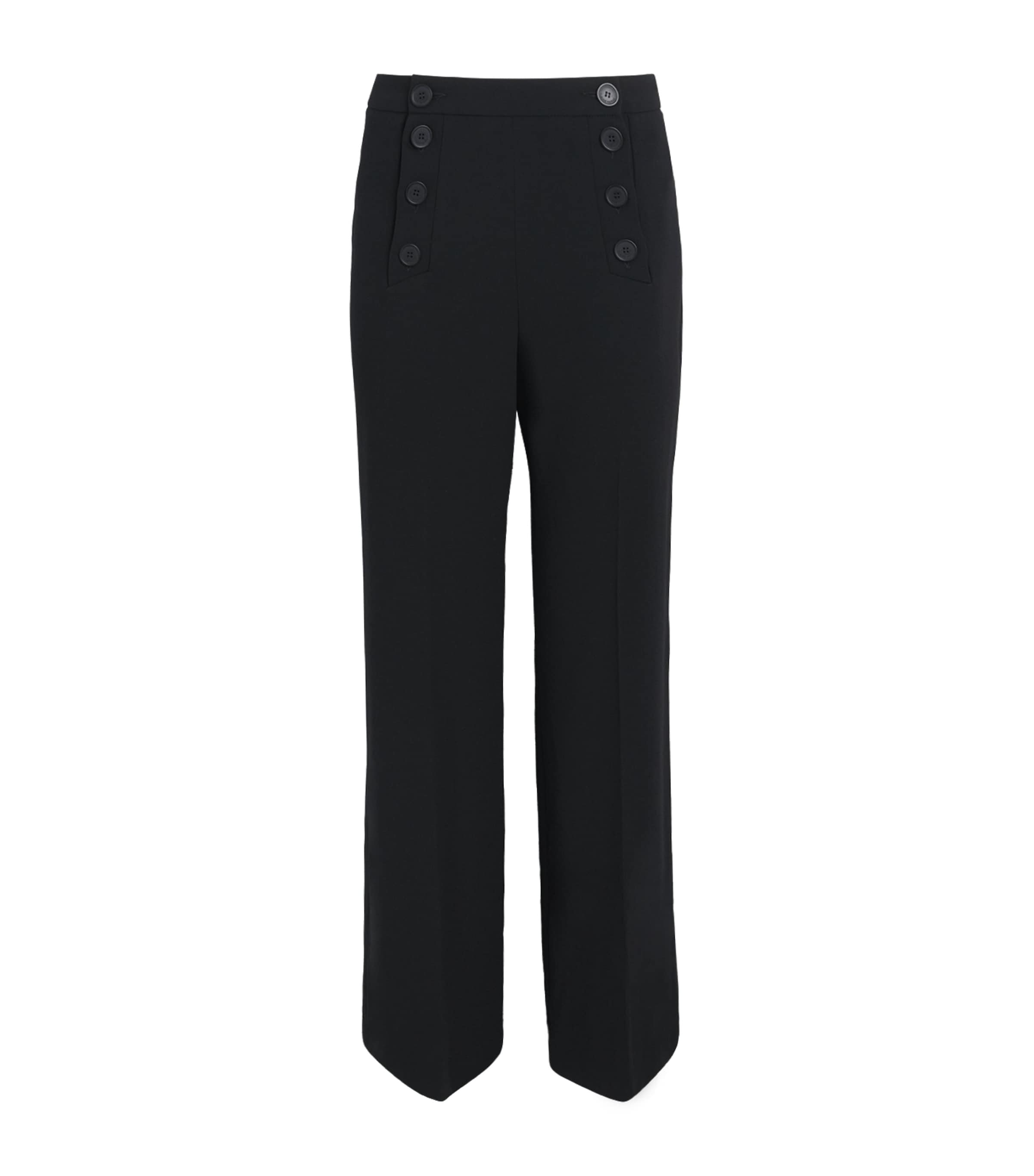 Claudie Pierlot Womens Buttoned Wide-Leg Tailored Trousers Black