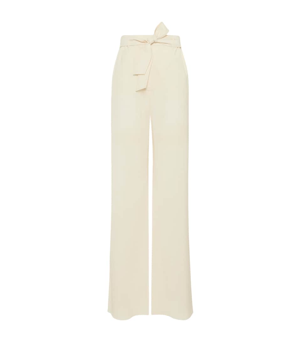 Max Mara Womens Virgin Wool Wide-Leg Trousers Ivory