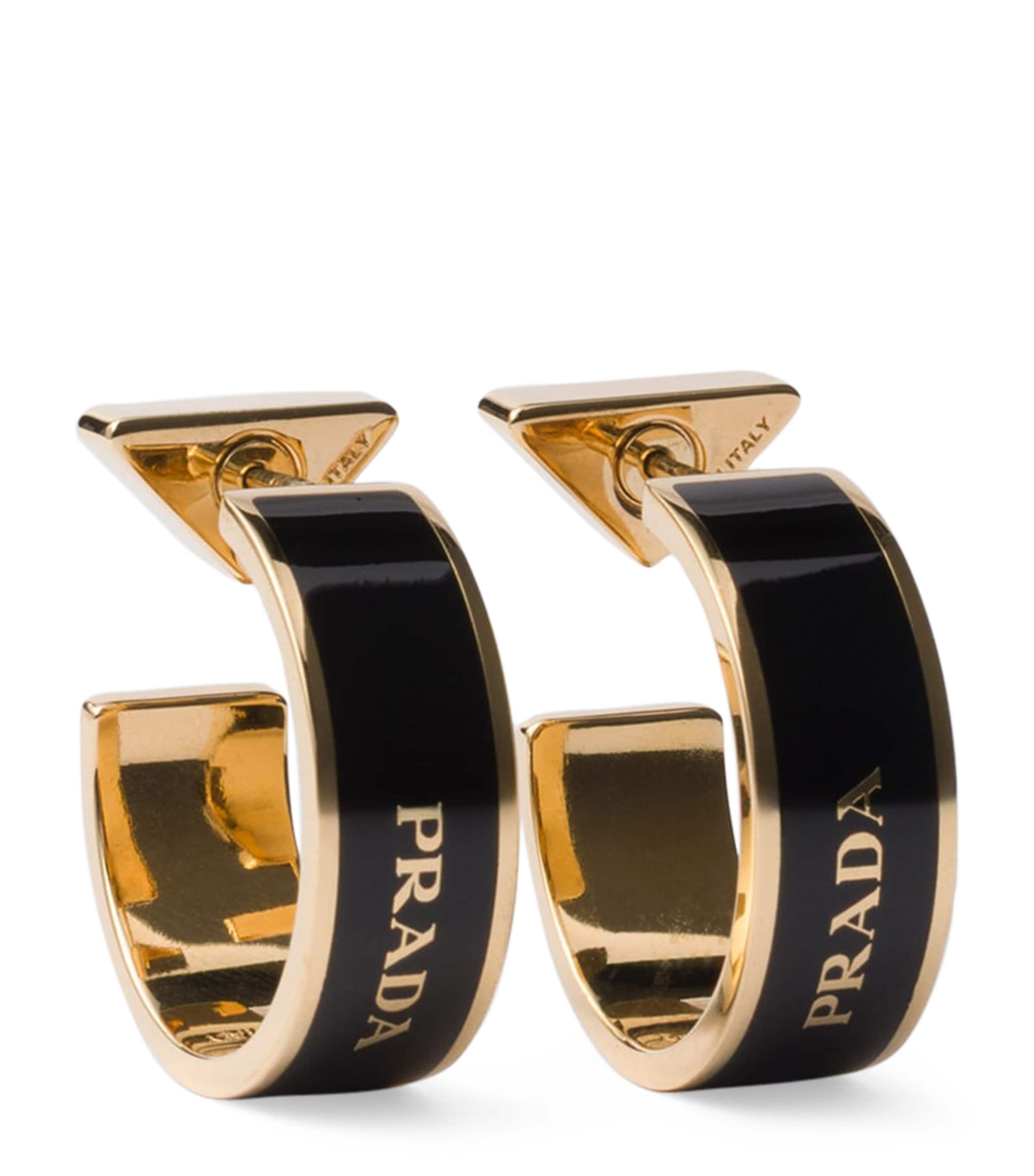 Prada Enamel Logo Hoop Earrings