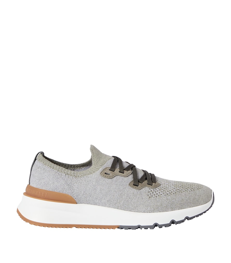 Brunello Cucinelli Cotton-Blend Chiné-Knit Sneakers