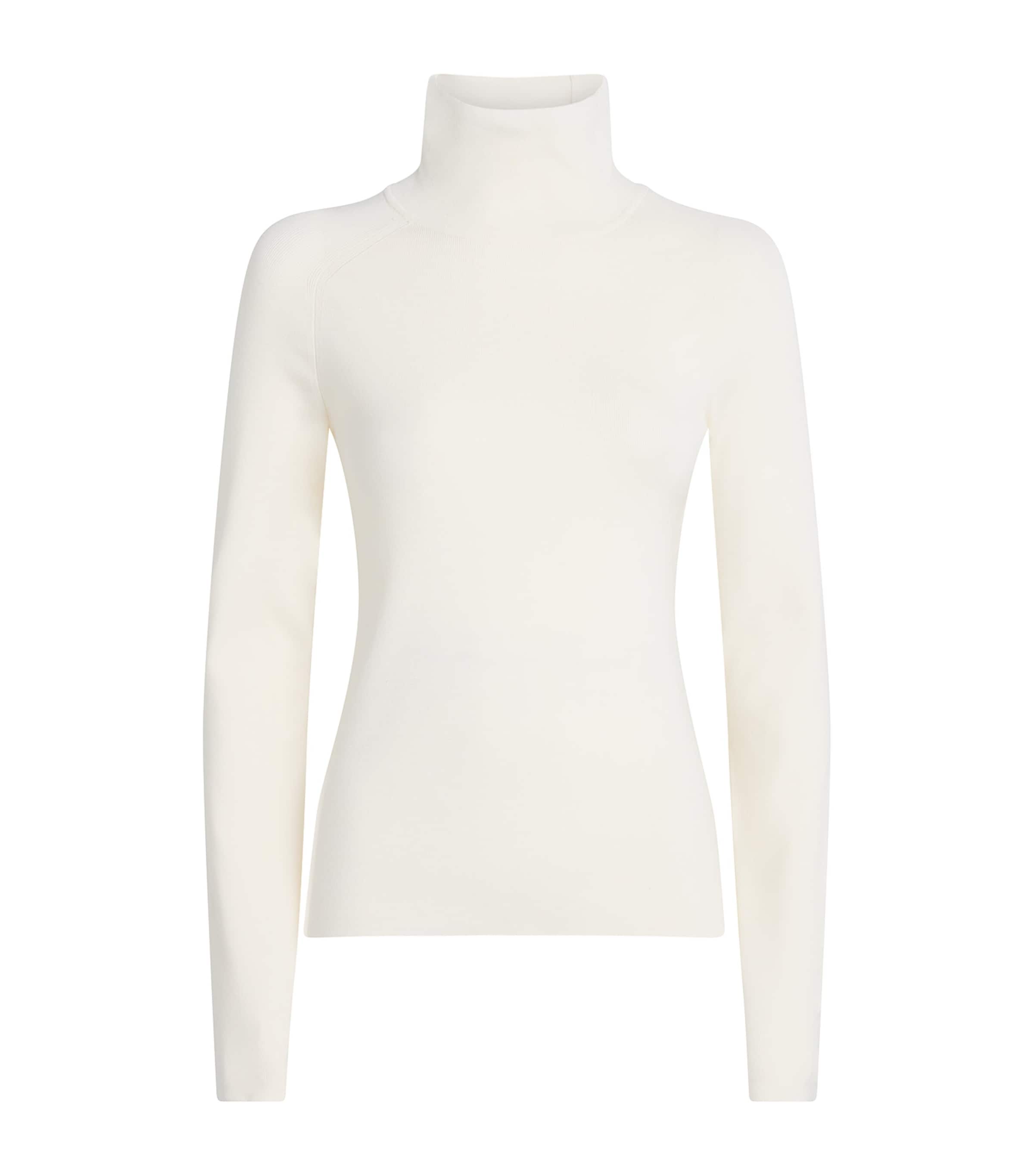 Joseph Womens Silk-Blend High-Neck Lola Top Ivory