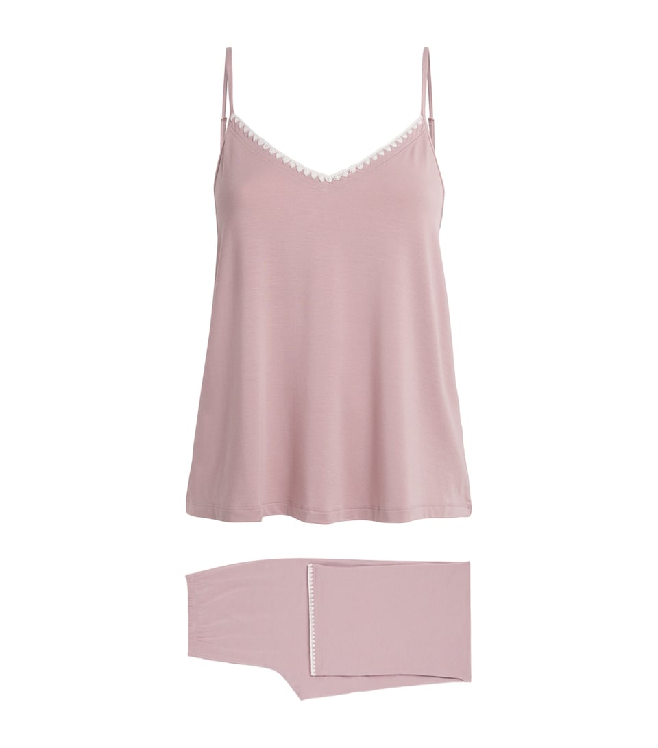 Eberjey Womens Cami Frida Pyjama Set Woodrose/ivory