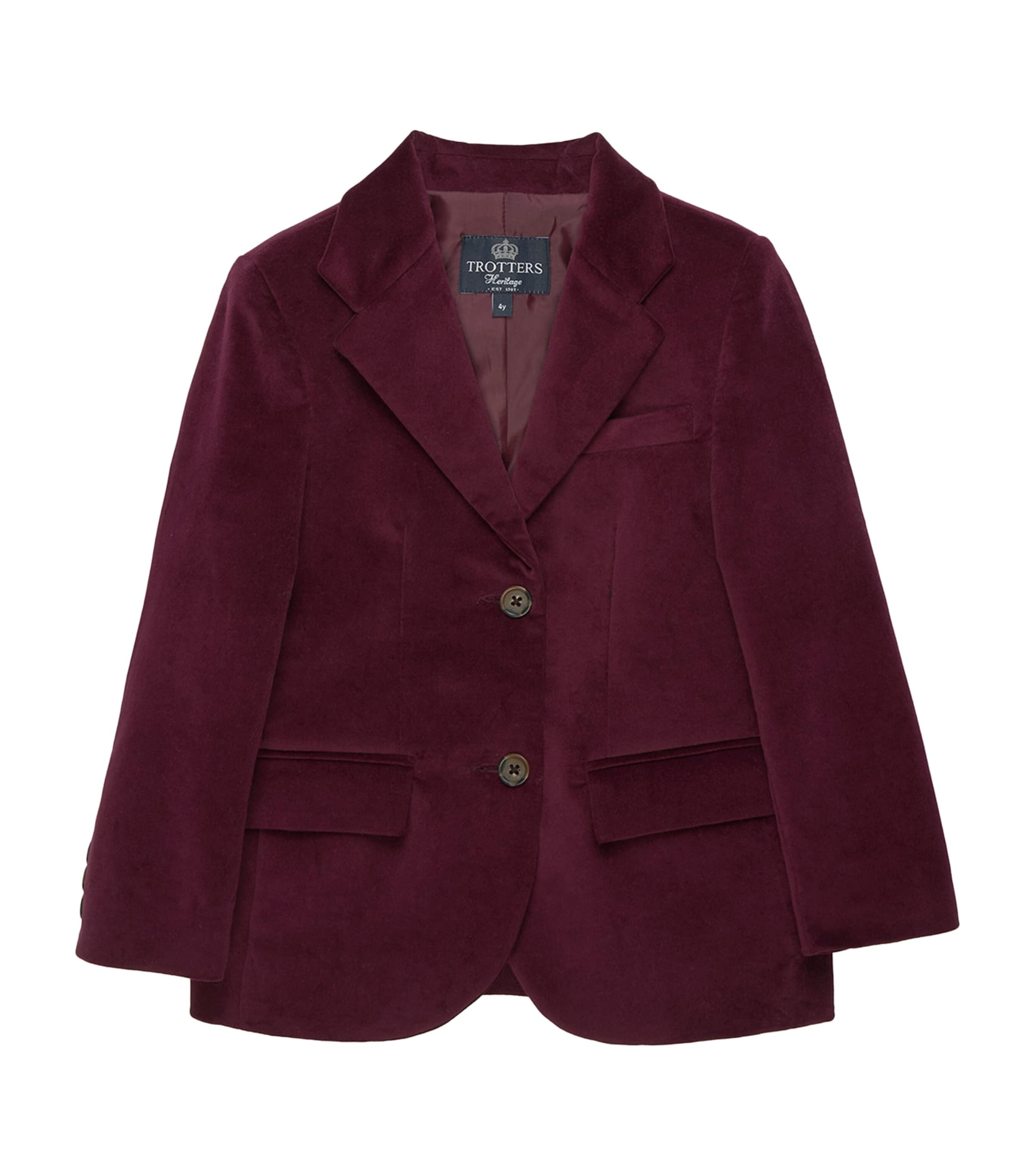 Trotters Velvet Hamish Blazer (6-11 Years) Claret