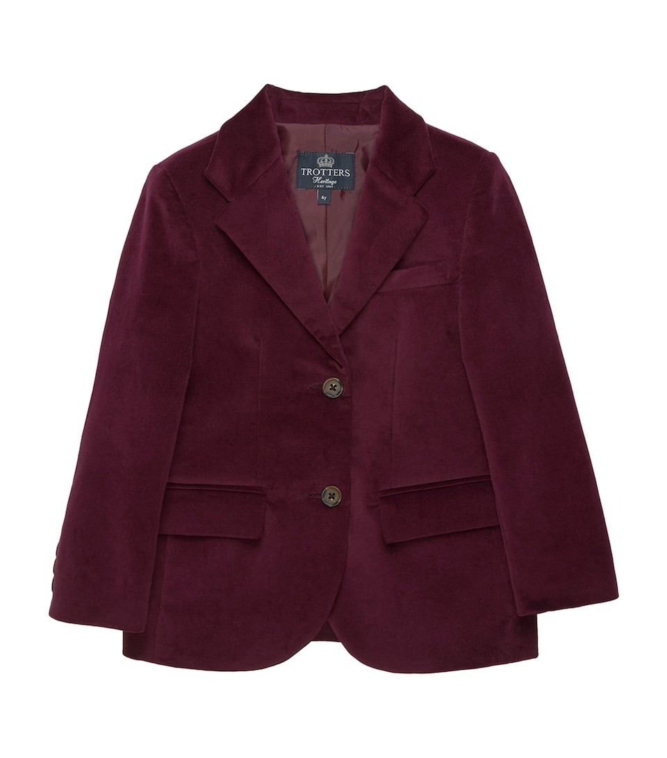 Trotters Velvet Hamish Blazer (6-11 Years) Claret