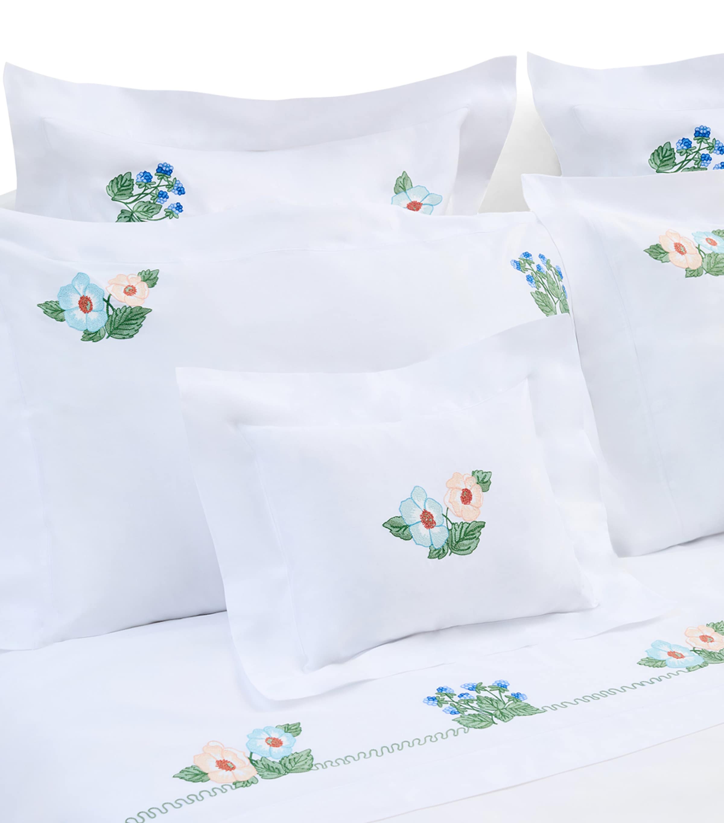 Loretta Caponi Cotton Flowers and Blackberries Square Pillowcase (65cm x 65cm)