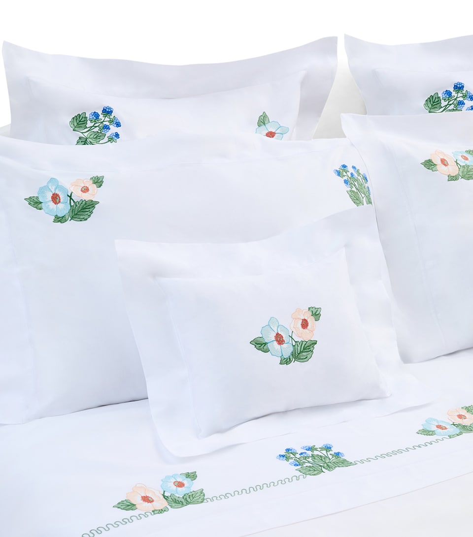 Loretta Caponi Cotton Flowers and Blackberries Square Pillowcase (65cm x 65cm)