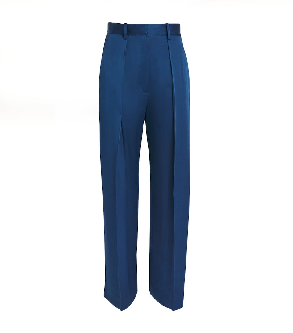Victoria Beckham Womens Cecilia Wide-Leg Trousers Dark Ocean