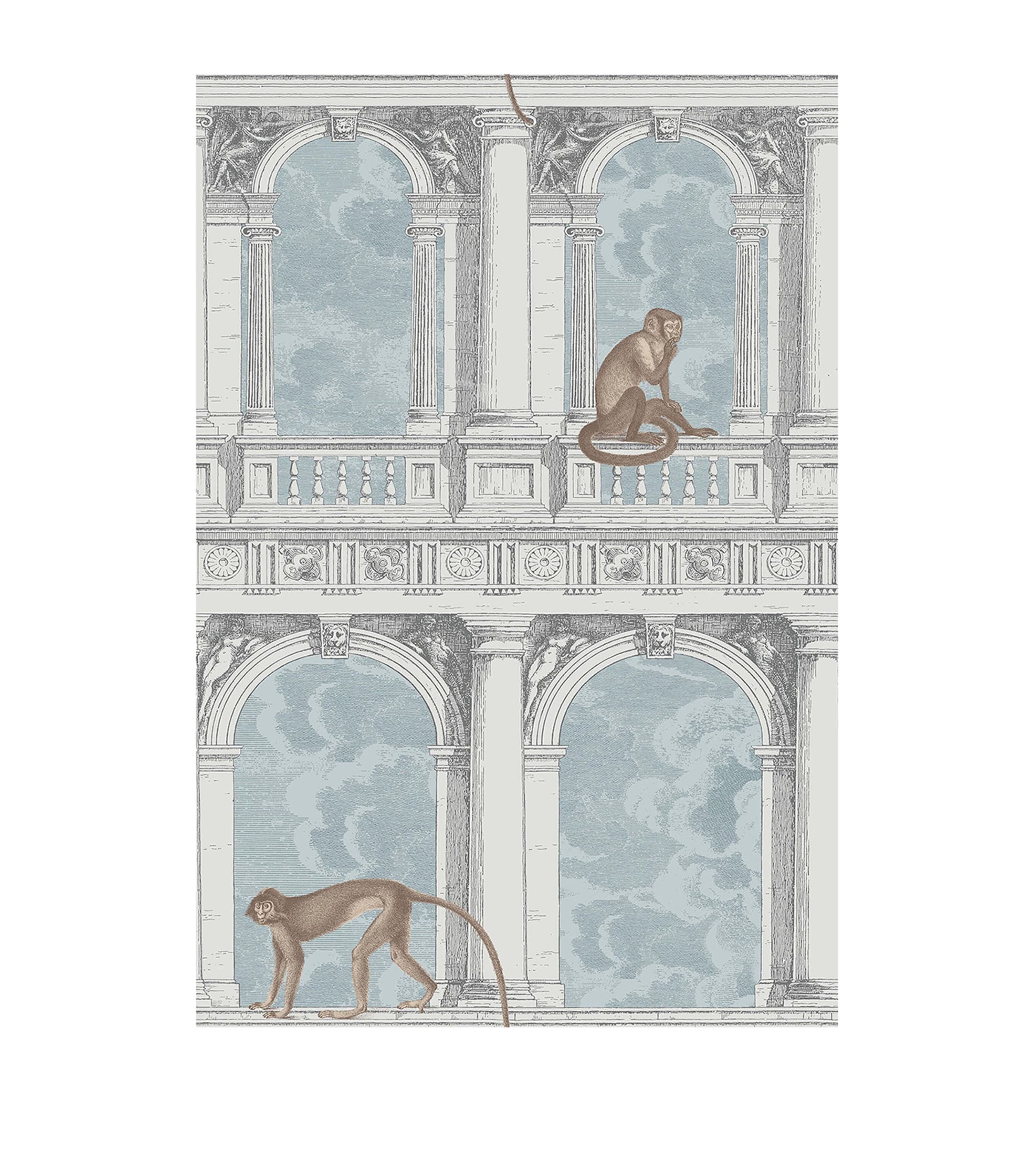 Cole & Son x Fornasetti Procuratie con Vista Wallpaper Roll Soft Grey & Ice Blue